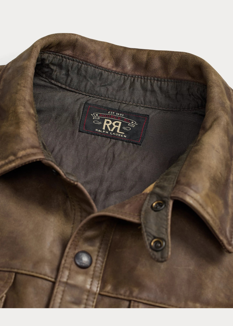 Hand-Distressed Leather Overshirt 4