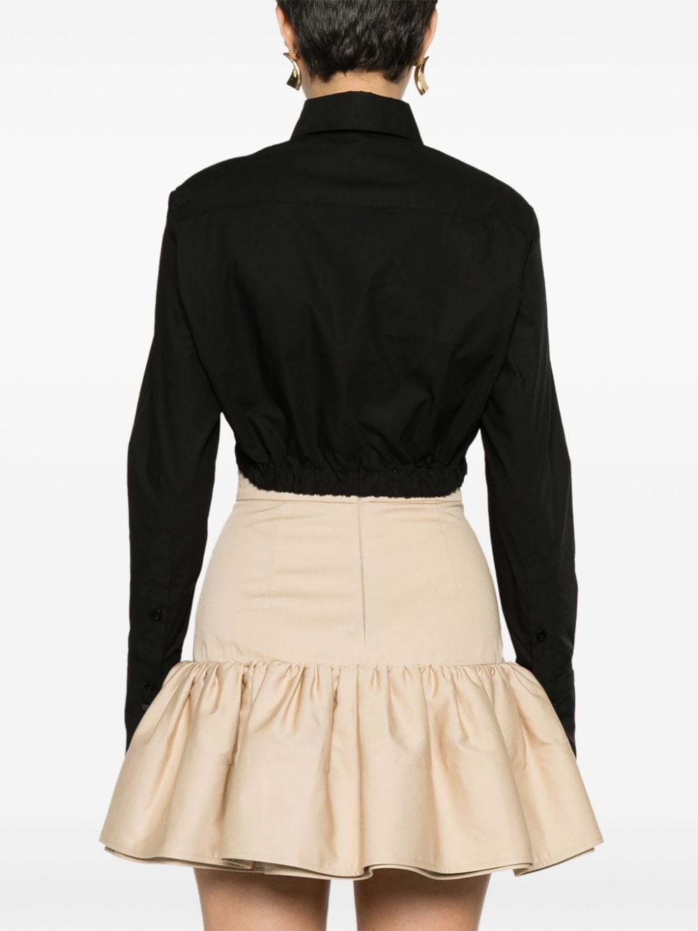 Bow cropped cotton blouse - 4