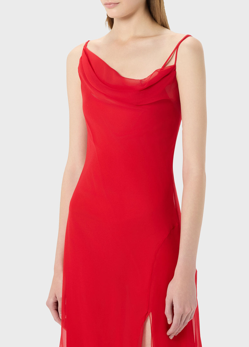 LONG GEORGETTE SILK DRESS WITH SLIT 4