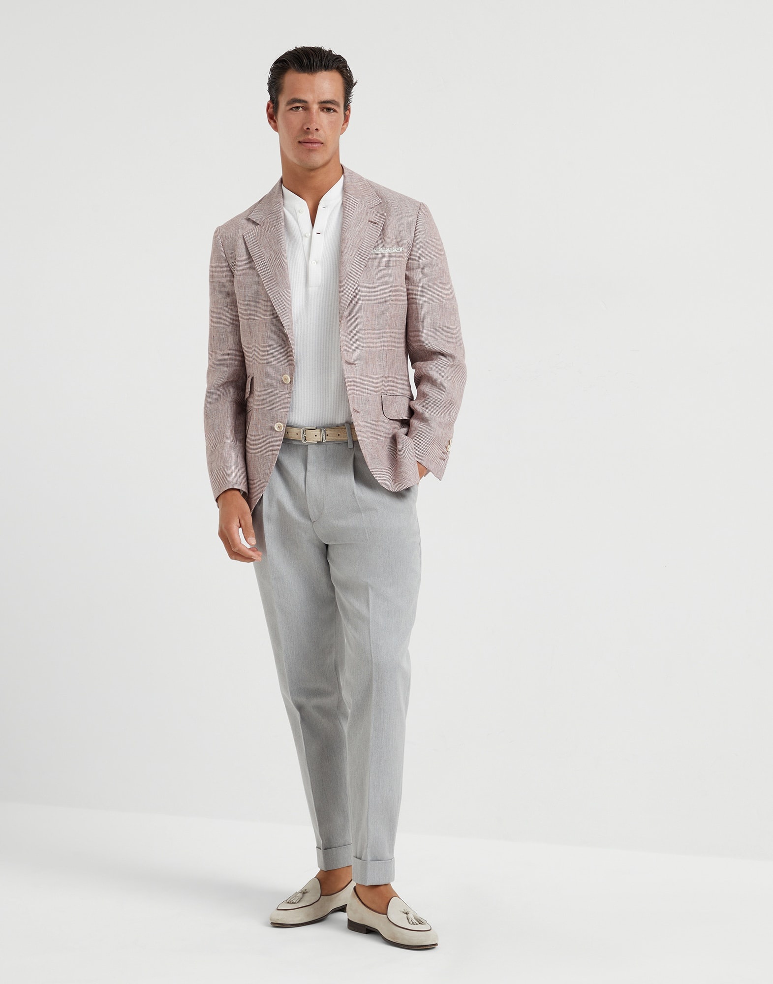 Cotton and virgin wool gabardine leisure fit trousers with pleat - 4