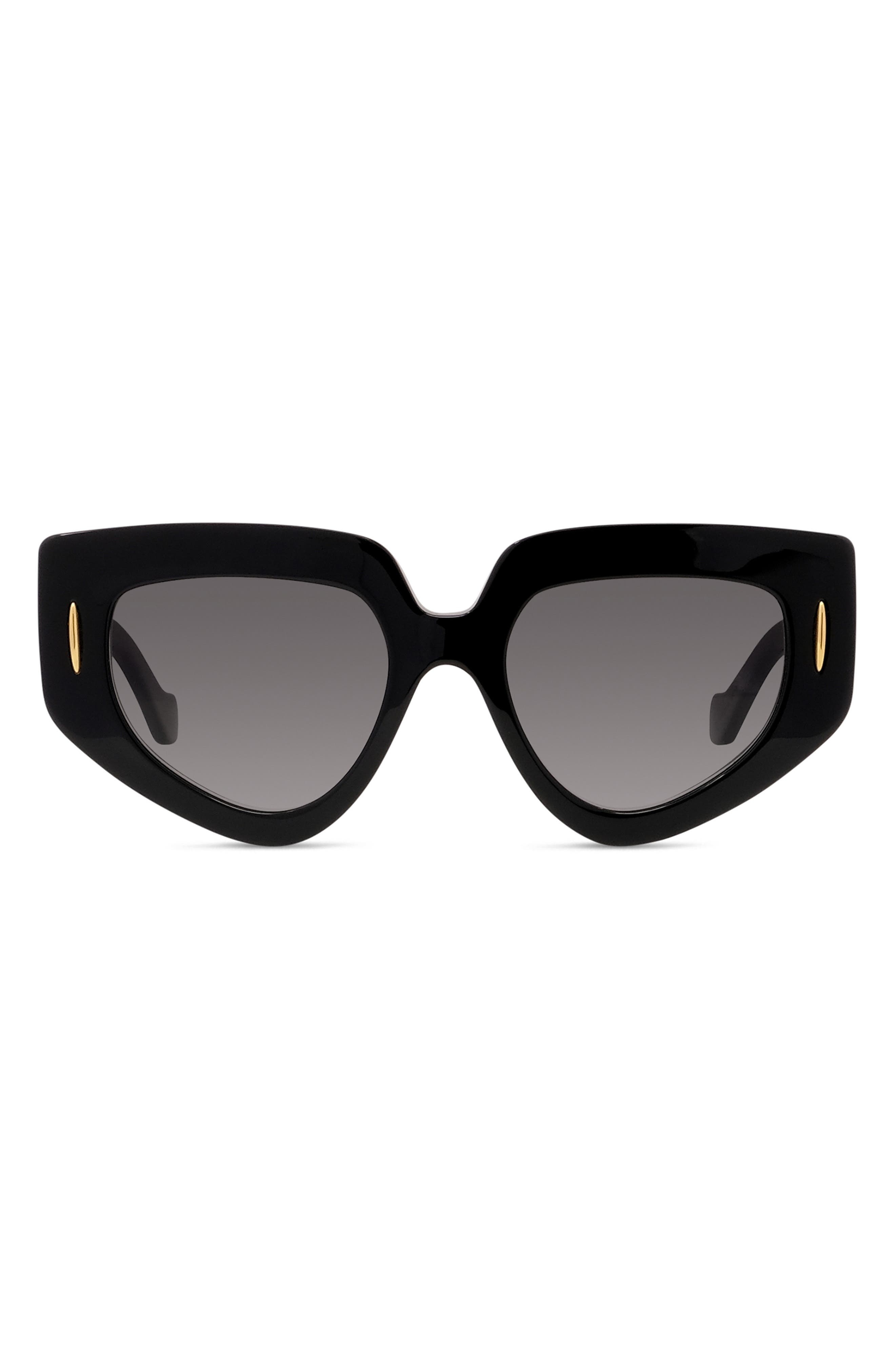 Loewe Anagram 51mm Geometric Sunglasses in Shiny Black /Gradient Smoke at Nordstrom - 1