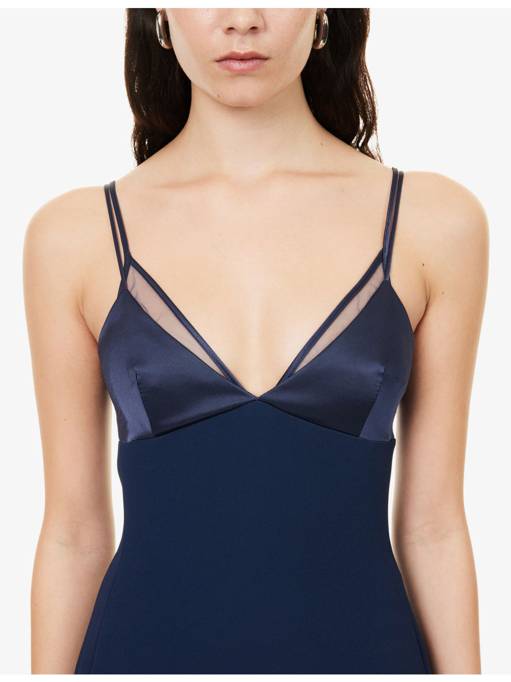 Shoulder-Straps Split Stretch-Woven Midi Dress - 5
