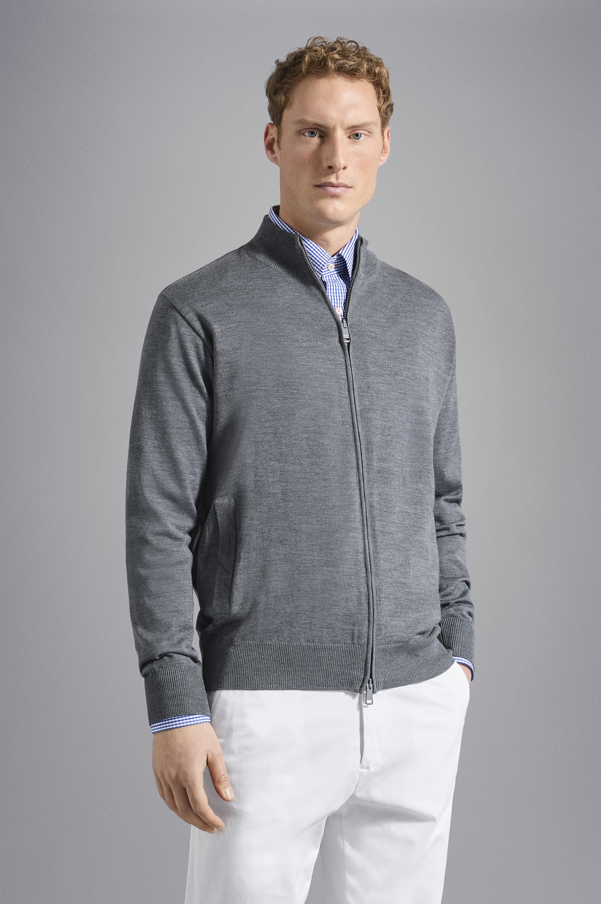 MERINO WOOL FULL ZIP SWEATER WITH ICONIC BADGE - 6