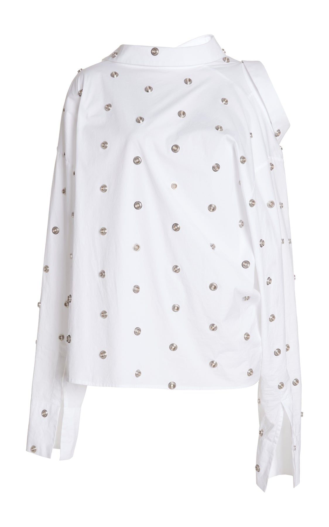 STUDDED DOUBLE COLLAR SHIRT WHITE - 12