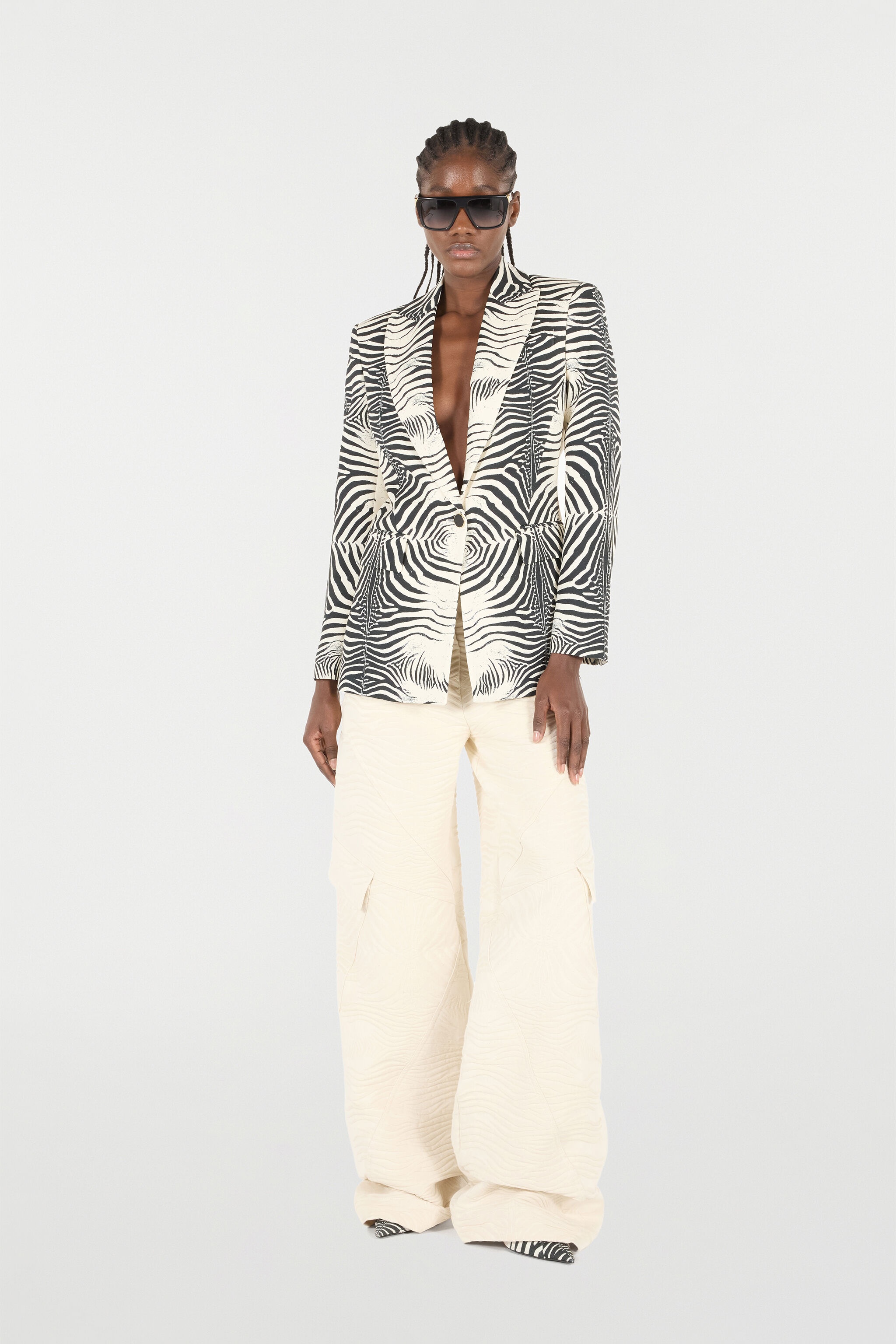 Blazer With White Tigress Print - 2