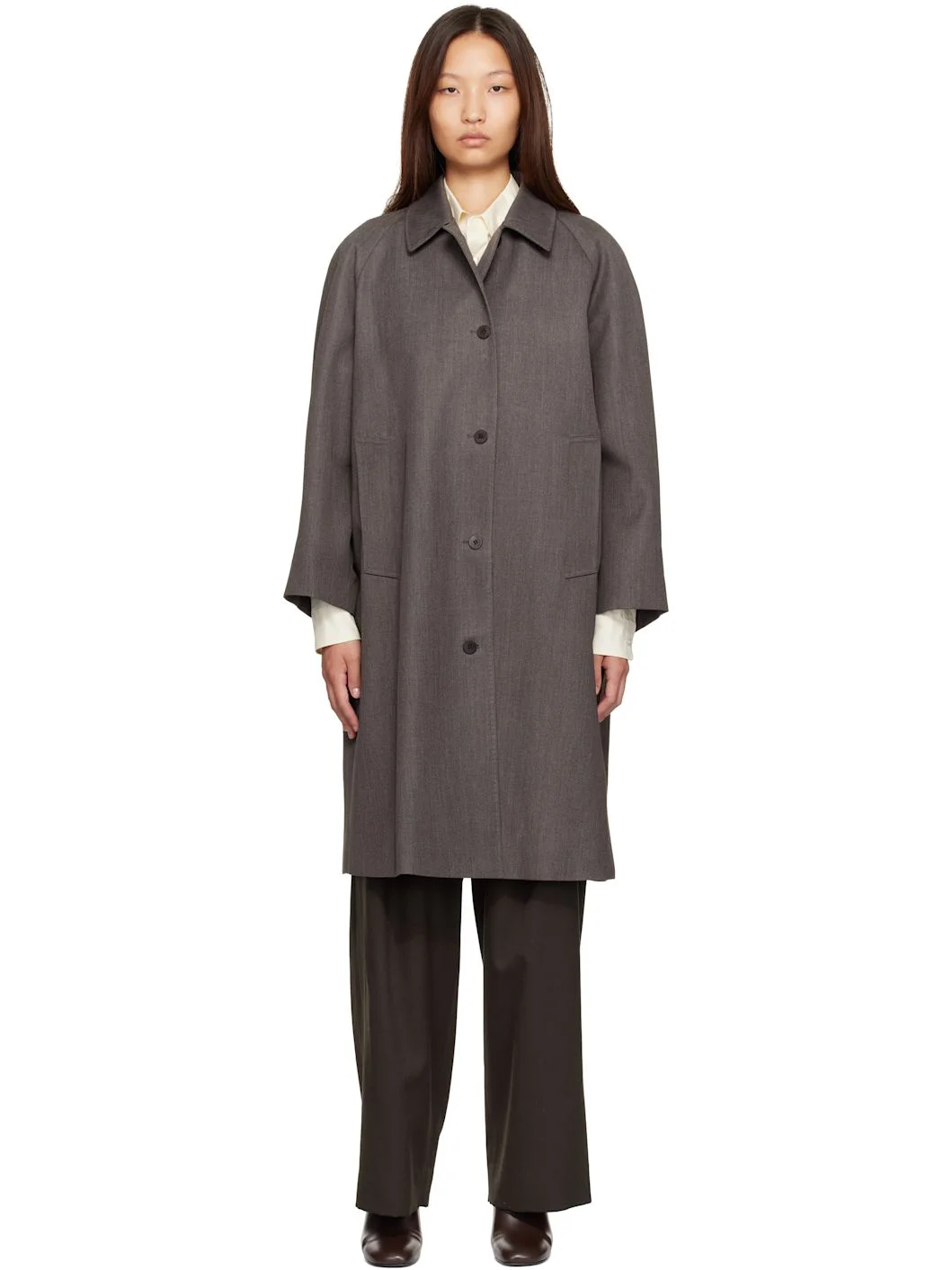 Brown Balmacaan Coat - 1