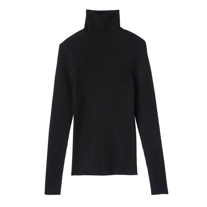 High collar fitted jumper Black - Knit 1