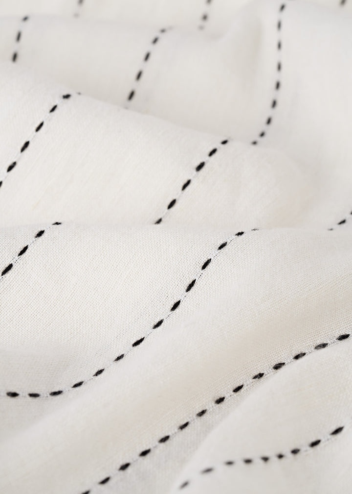 Striped cotton linen sarong white - 5
