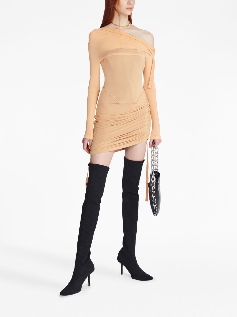 off-shoulder gathered minidress - 5