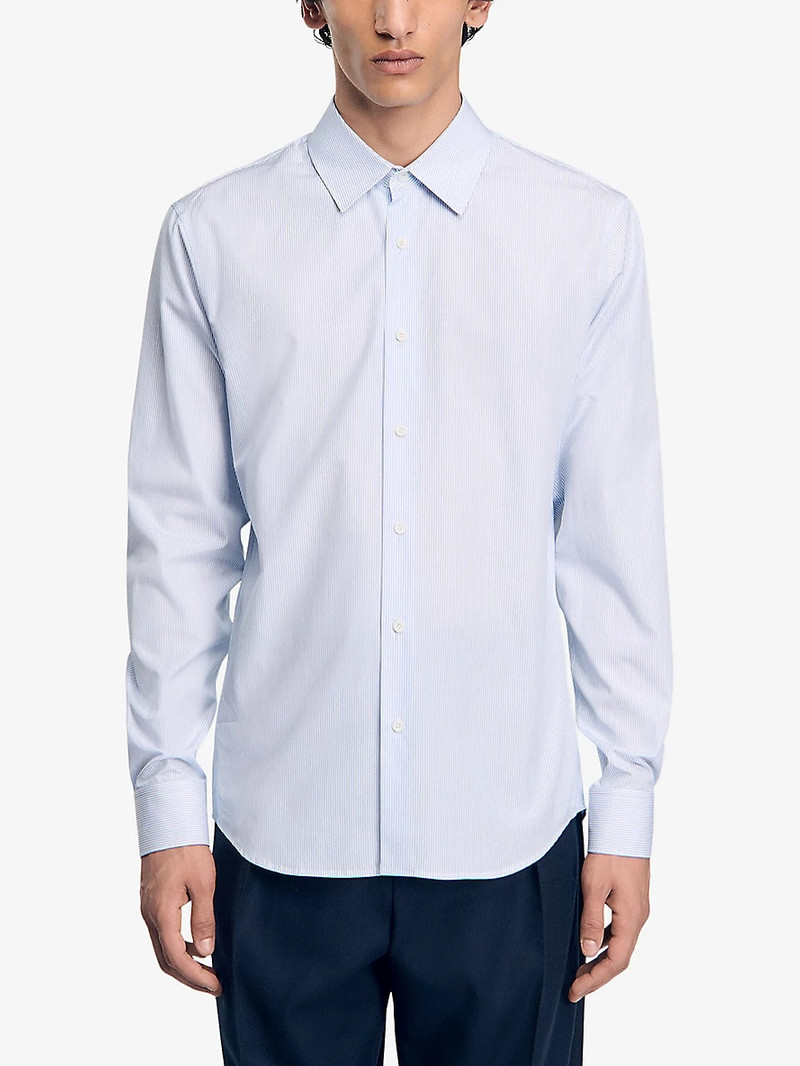 Stripe-print long-sleeve stretch-cotton shirt 3