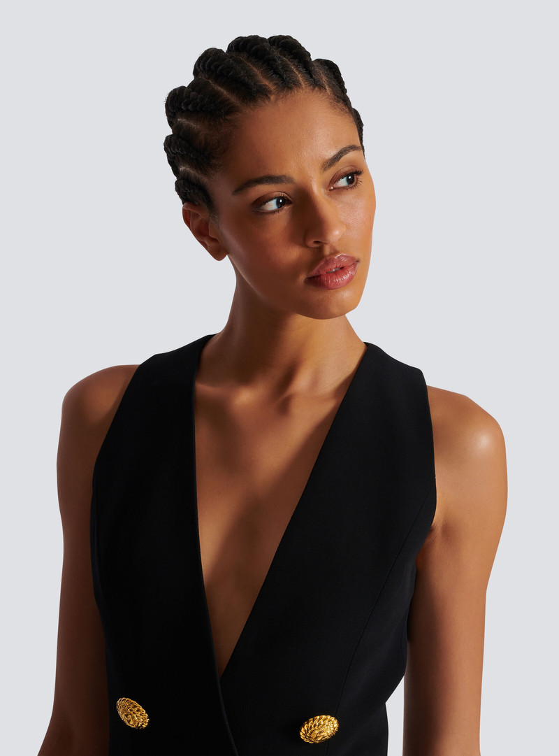 Pleated flared crepe dress 7