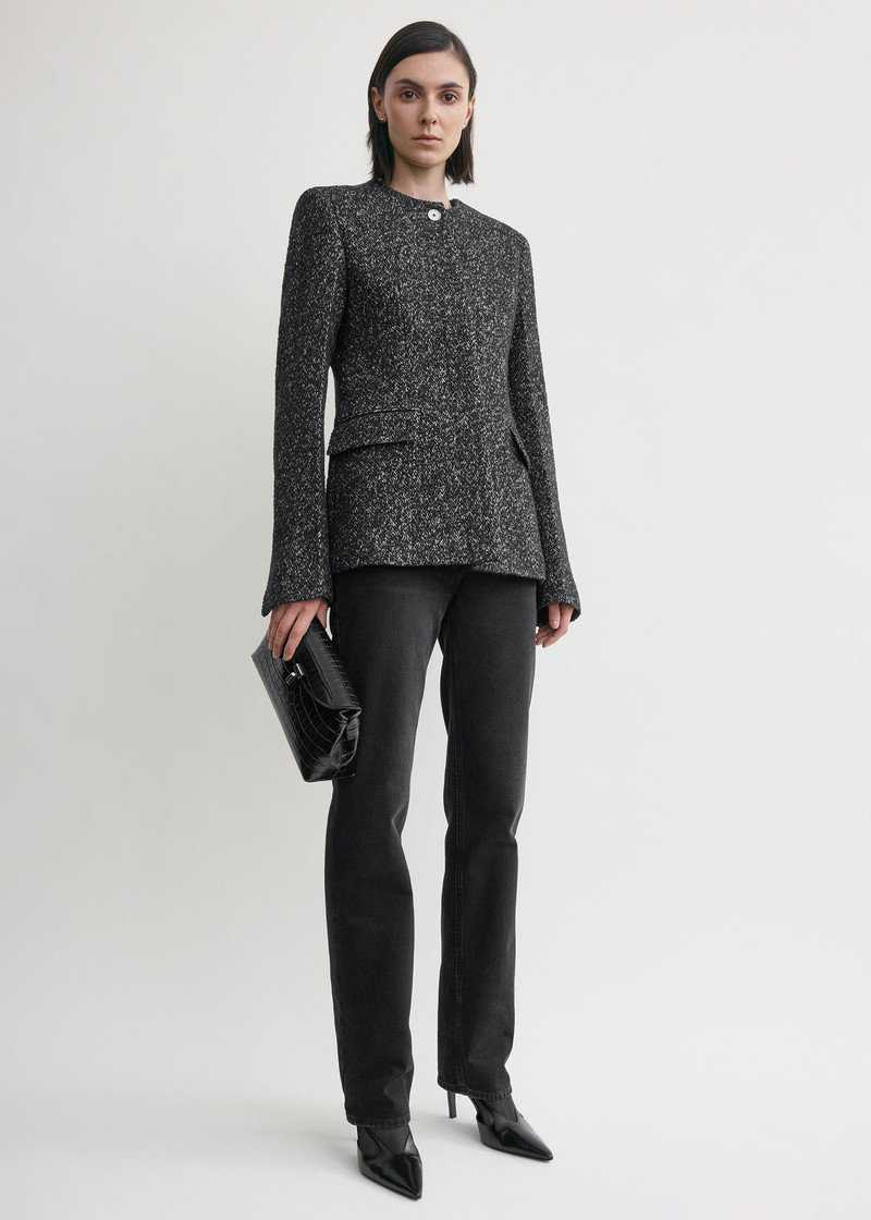 Totême Collarless cinched jacket black/white outlook