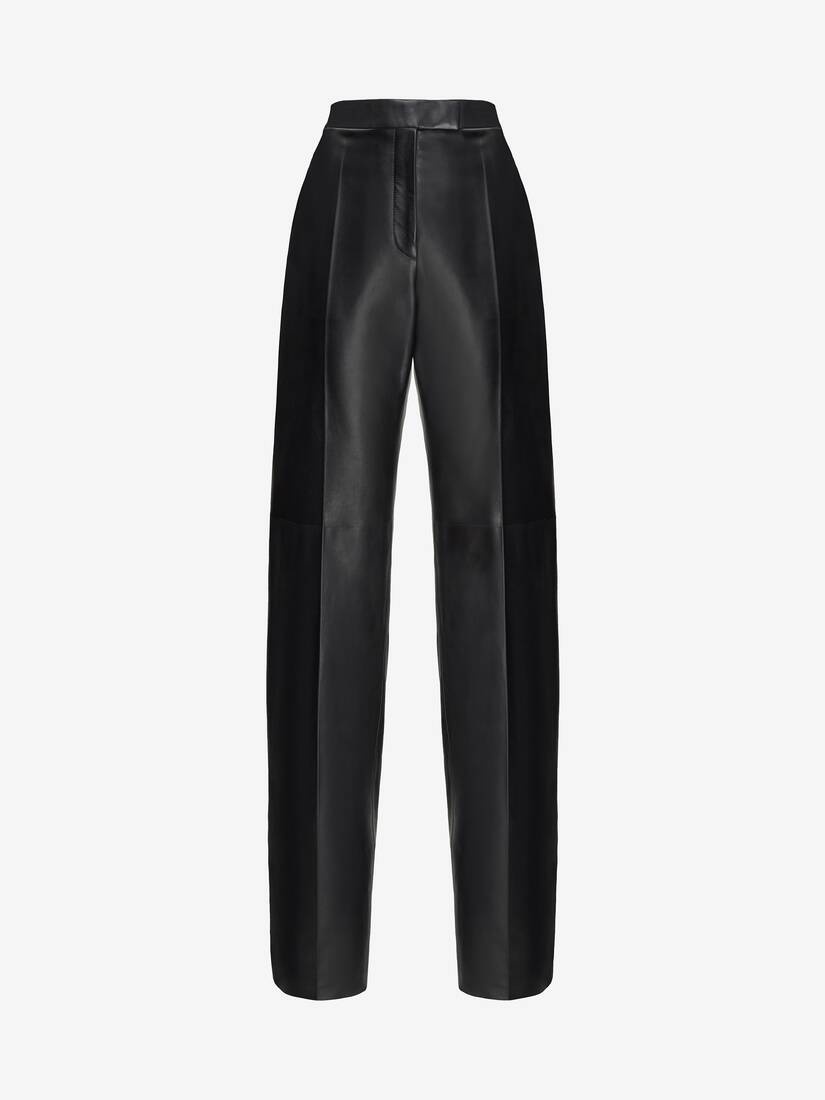 Women's Leather Trousers in Black - 1