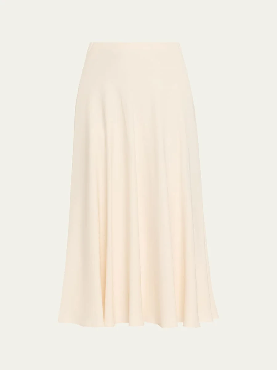 Erika Silk-Wool Cady Midi Skirt - 1