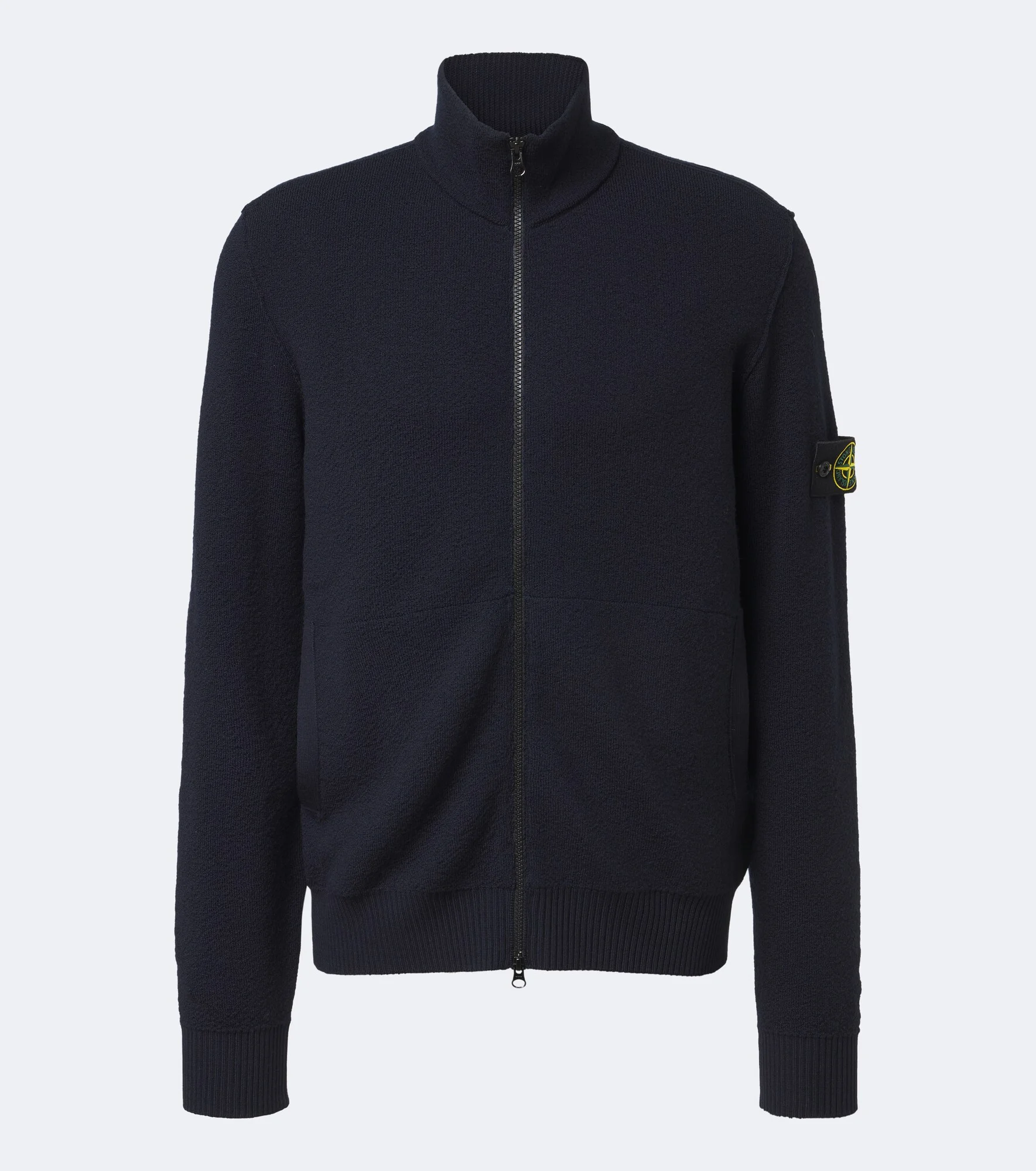 Compass badge virgin wool zip-up cardigan - 1
