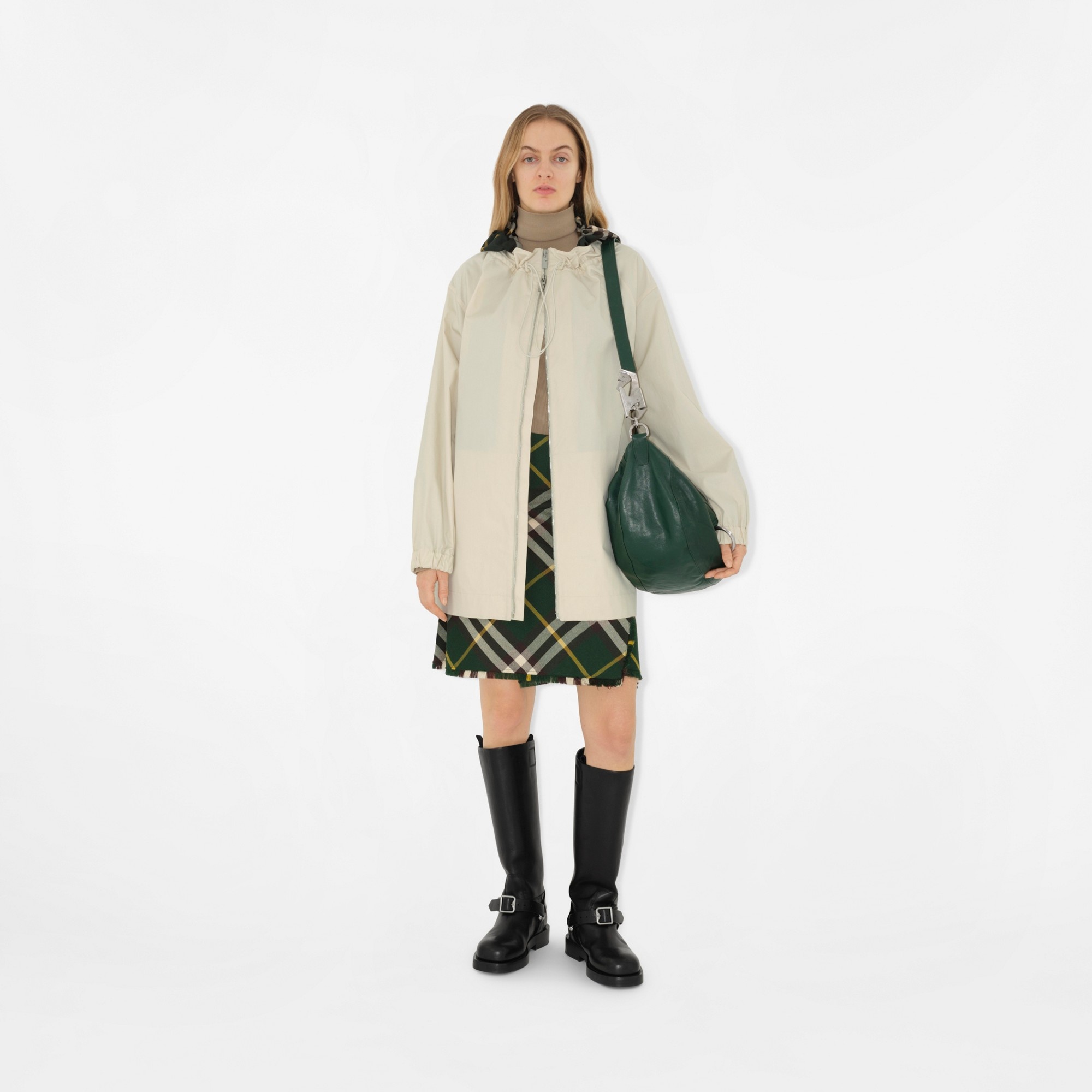Check Hood Gabardine Parka - 2