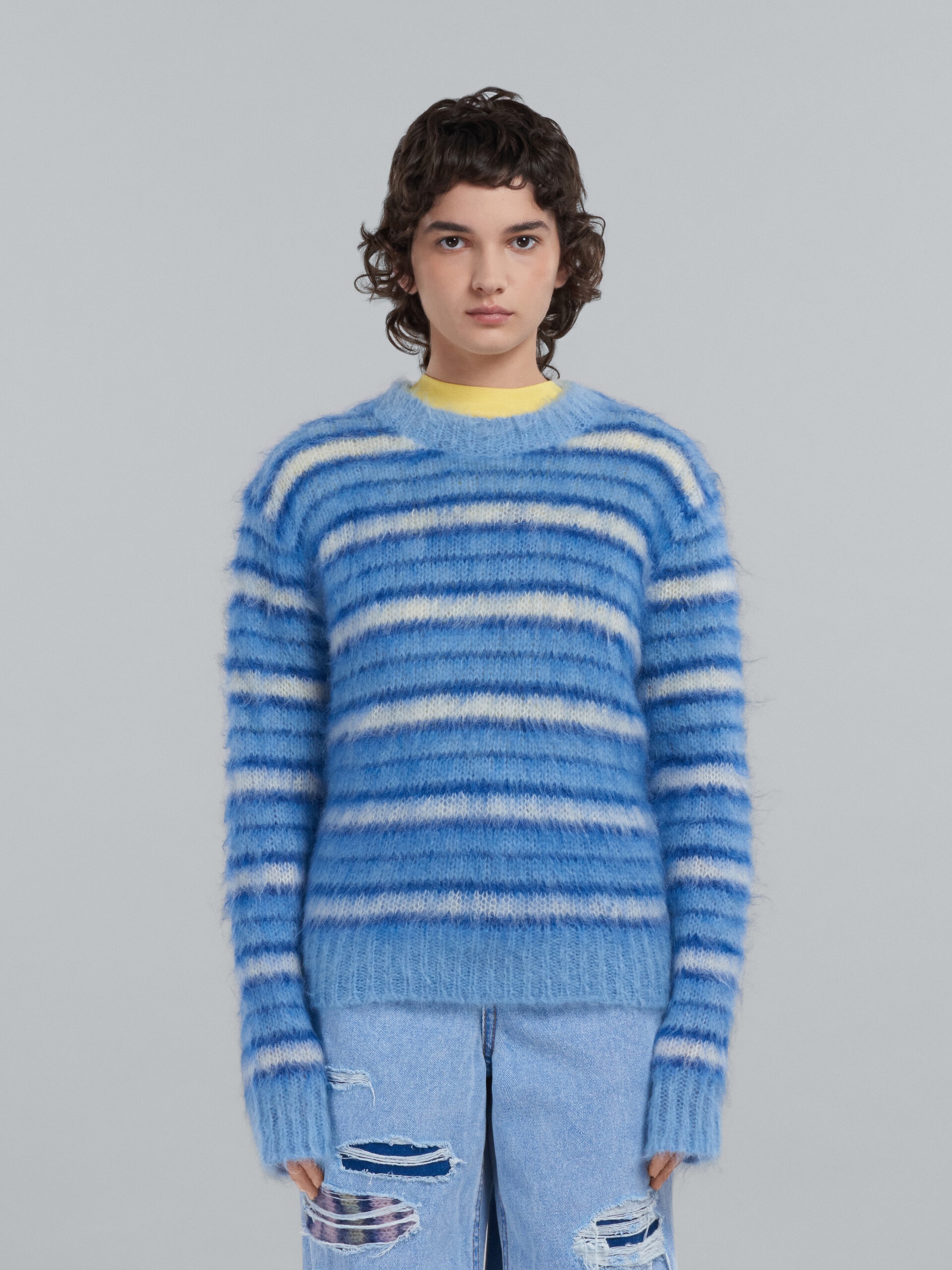 STRIPES MOHAIRAND WOOL SWEATER - 2