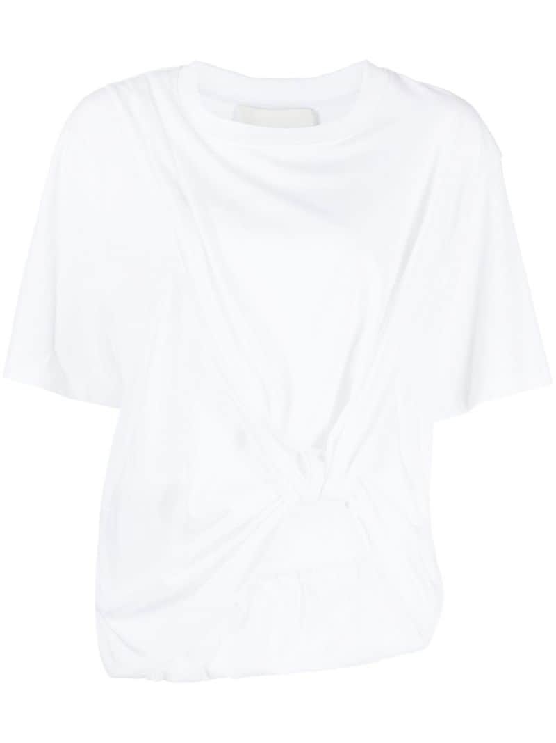 drape-detail cotton T-shirt - 1