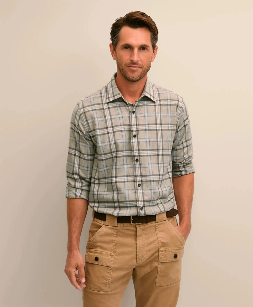 Cotton-Brushed Wool Tartan Sport Shirt - 1