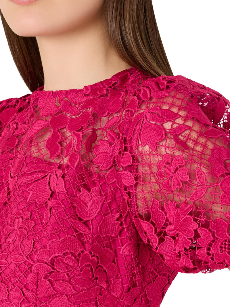 Women's Yasmin Floral Lace Fit & Flare Minidress - Raspberry 4
