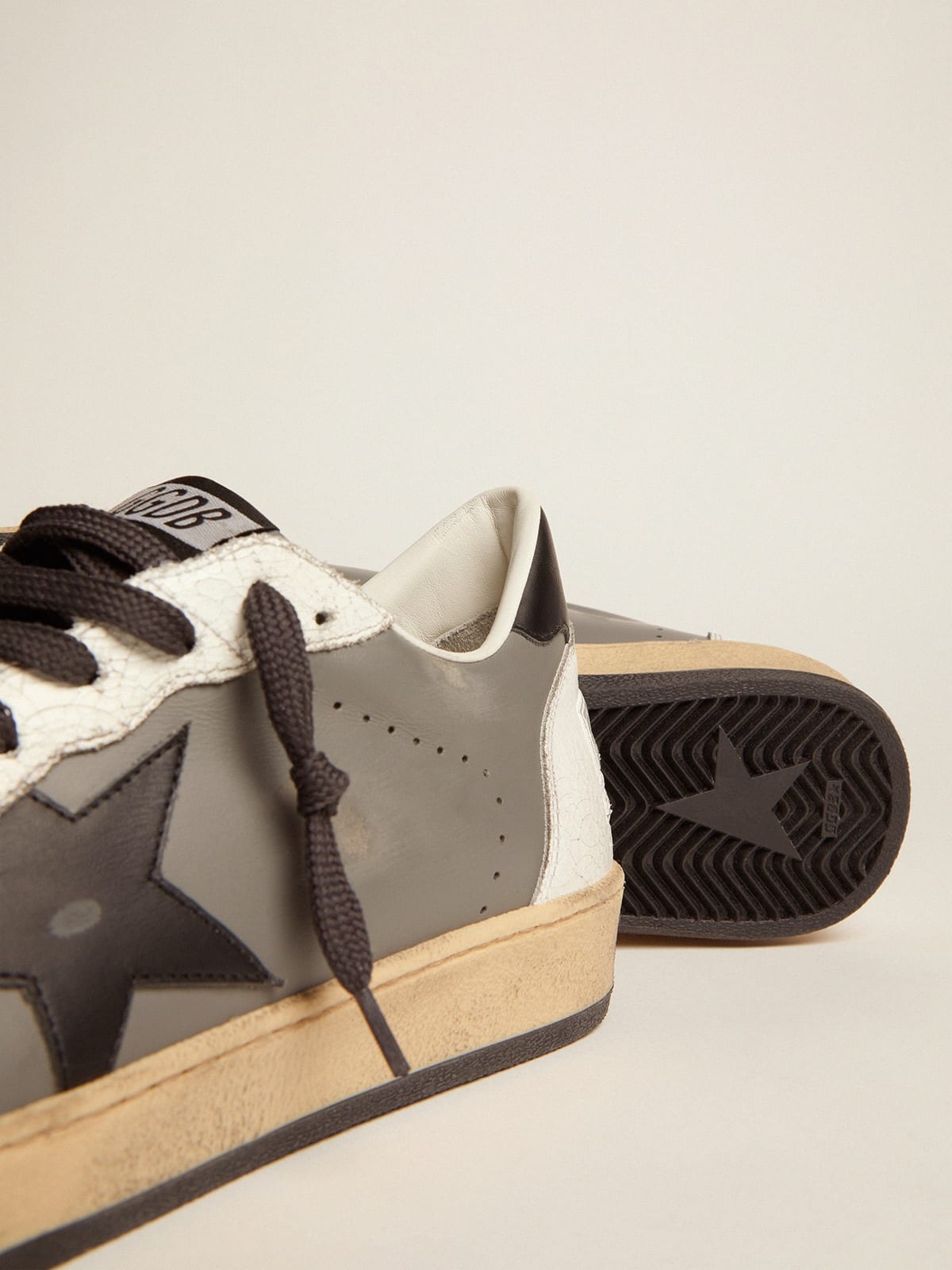 Men's Ball Star in gray leather with black star and heel tab - 3