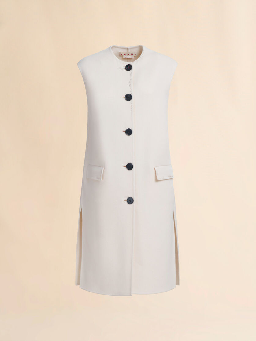 WHITE FELT SLEEVELESS JACKET - 1