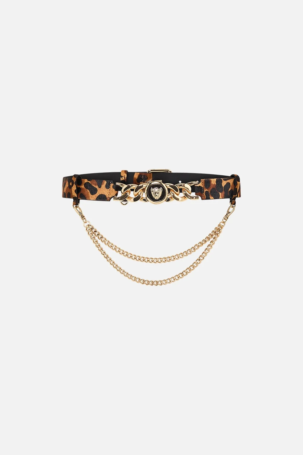 LEOPARD BUTTON BELT WITH CHAINS - 1