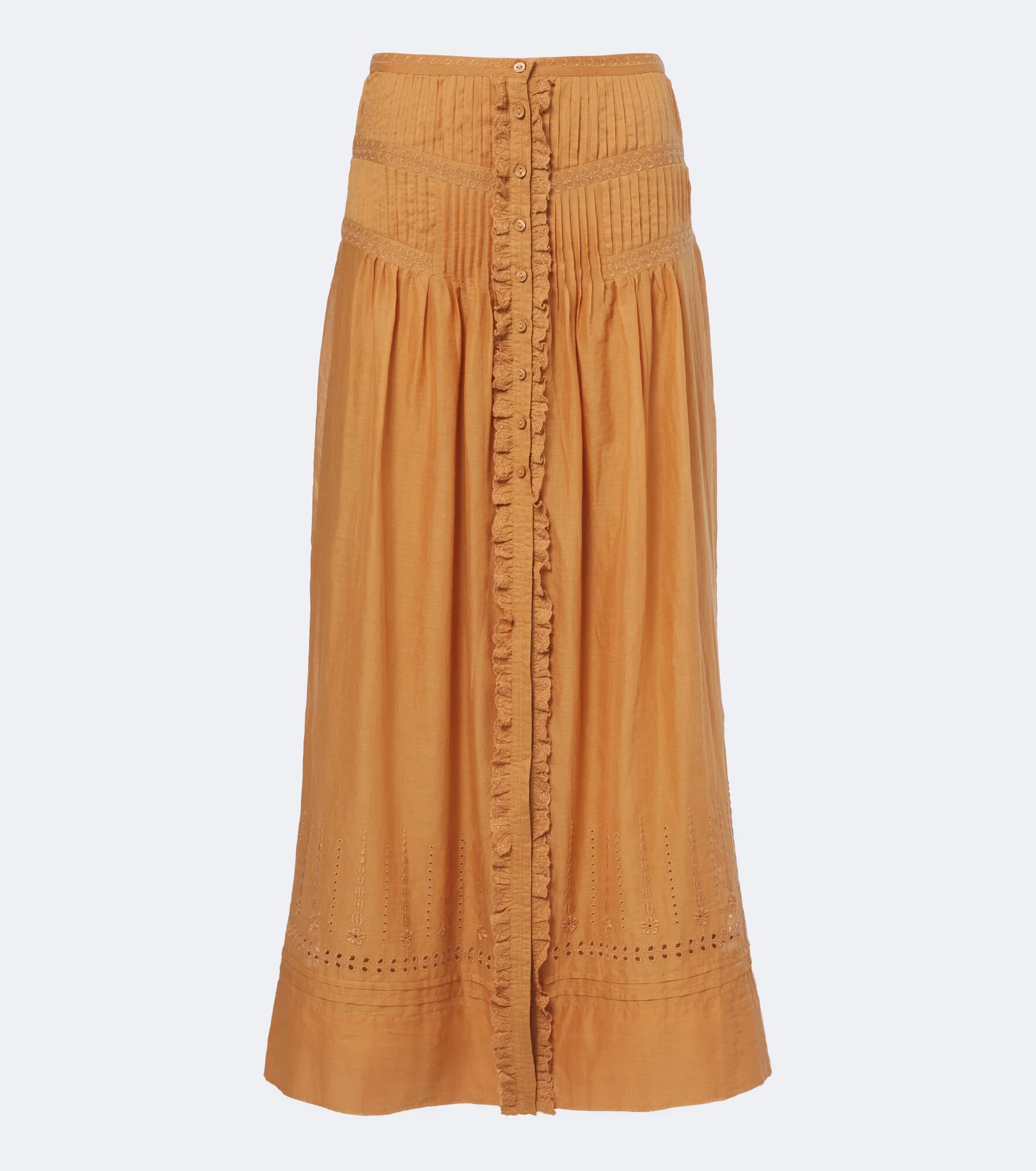 Loraine embroidered ruffled cotton maxi skirt - 1