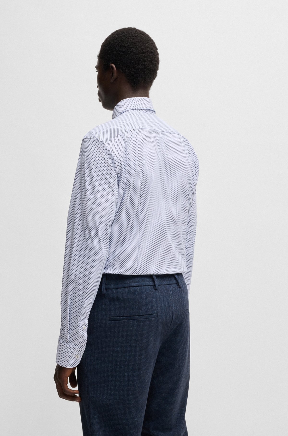 SLIM-FIT SHIRT IN PRINTED PERFORMANCE-STRETCH JERSEY - 5
