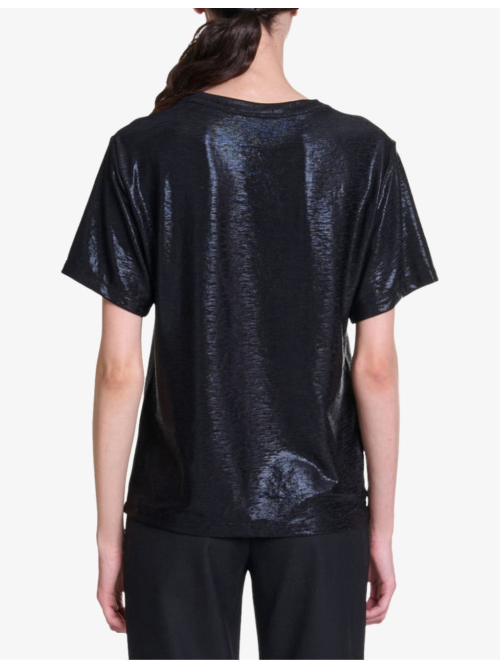 Round-Neck Stretch-Woven T-Shirt - 4