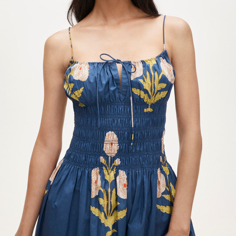 Reverie dress in marigold block print 3