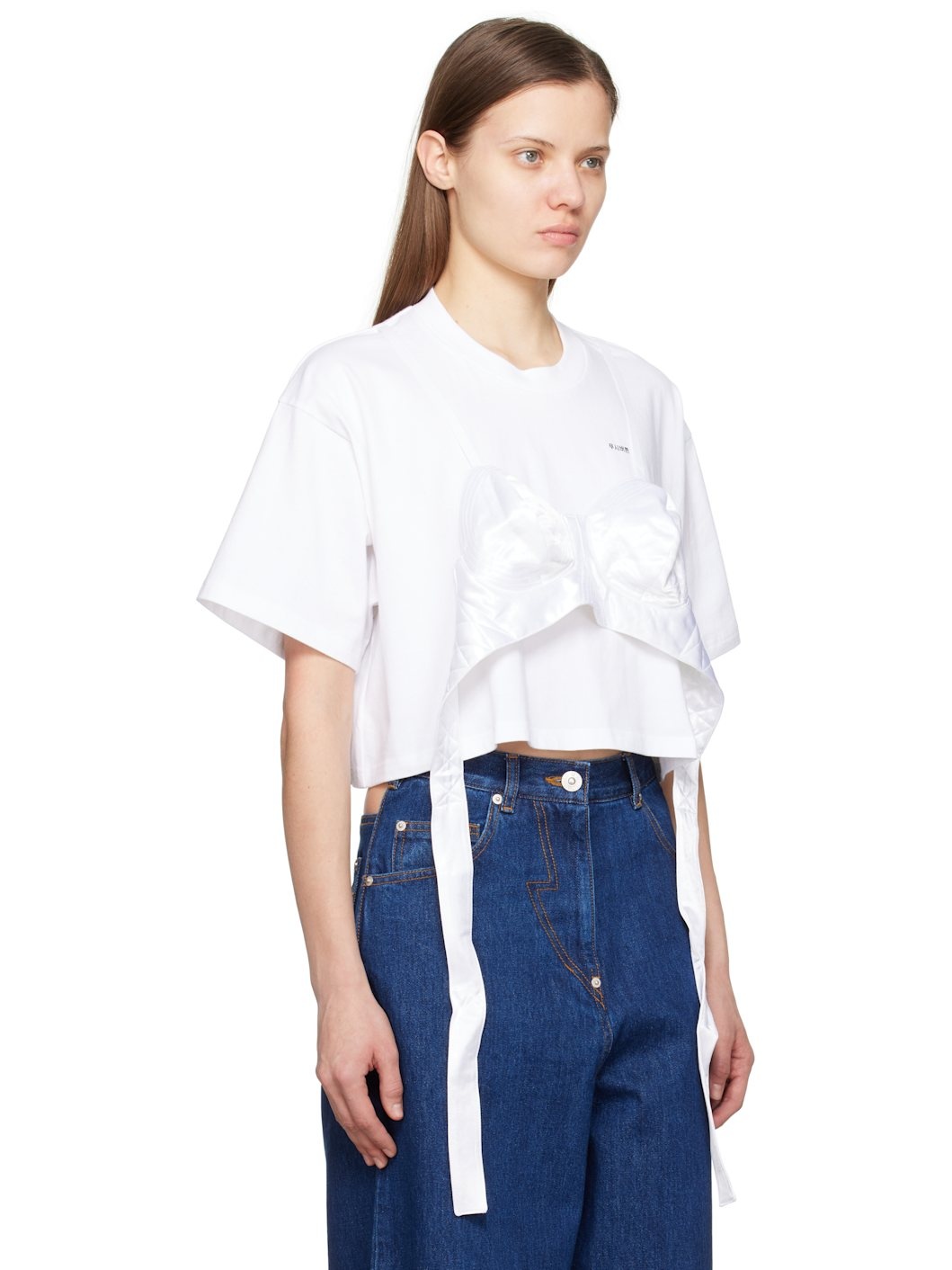 White Bra Point Cropped T-shirt - 2
