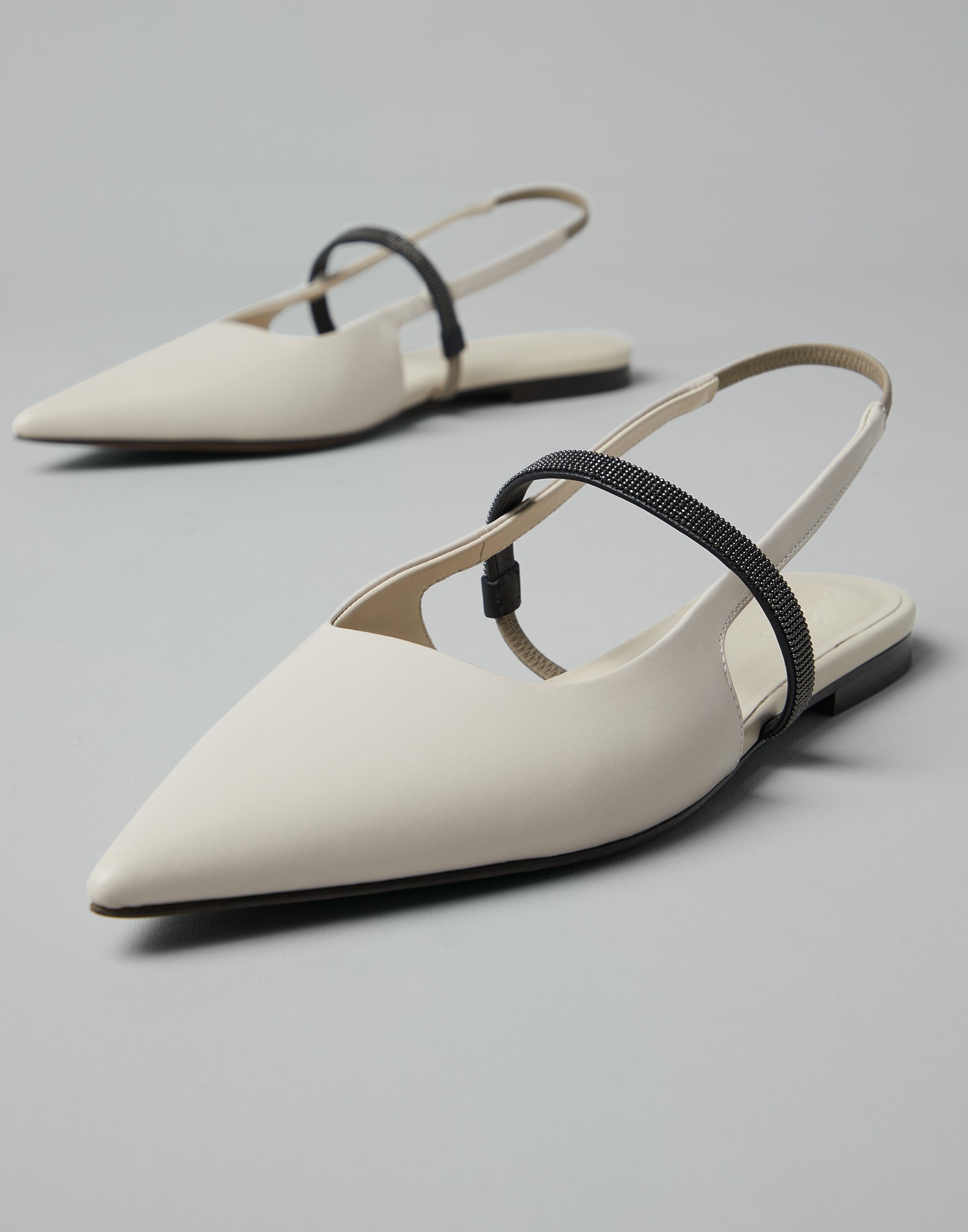 Nappa leather slingback flats with shiny strap - 3