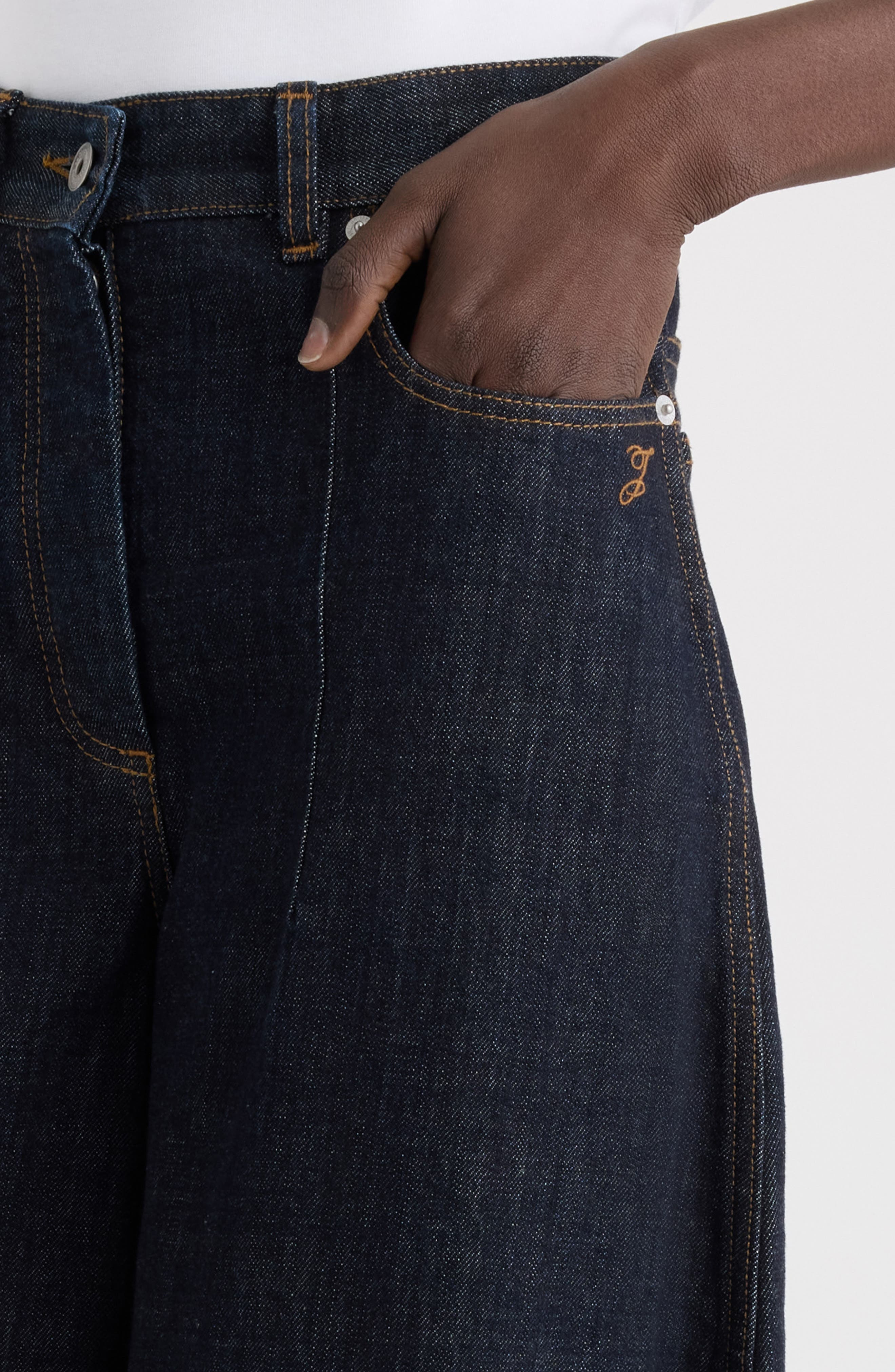 Jacquemus Le de-Nîmes Ovalo Wide Leg Jeans in Dark Navy at Nordstrom - 5