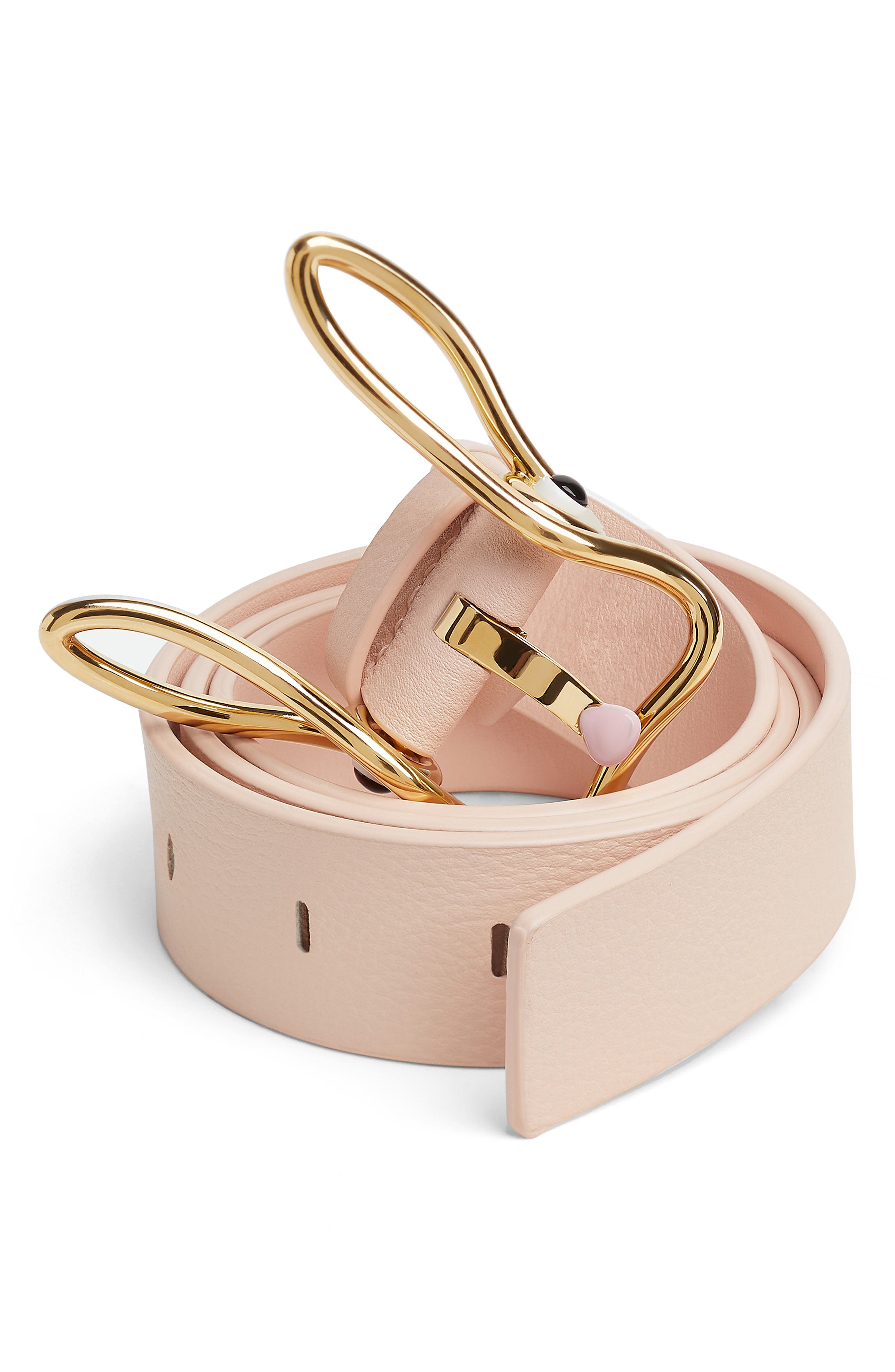 Bottega Veneta Rabbit Buckle Leather Belt in 6817 Cameo-Muse Brass at Nordstrom - 3