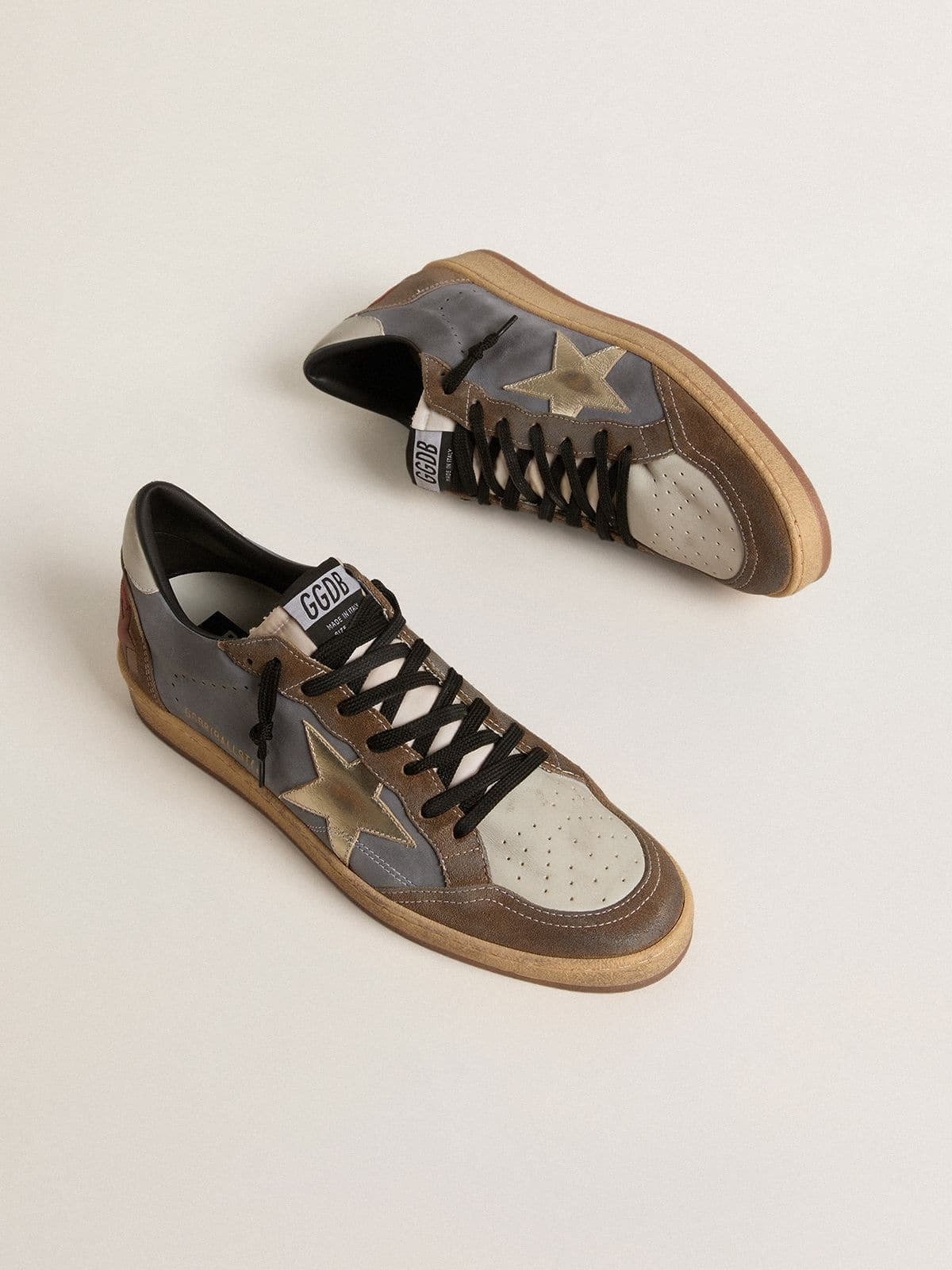 Men's Ball Star in nubuck and suede with gold metallic star - 2