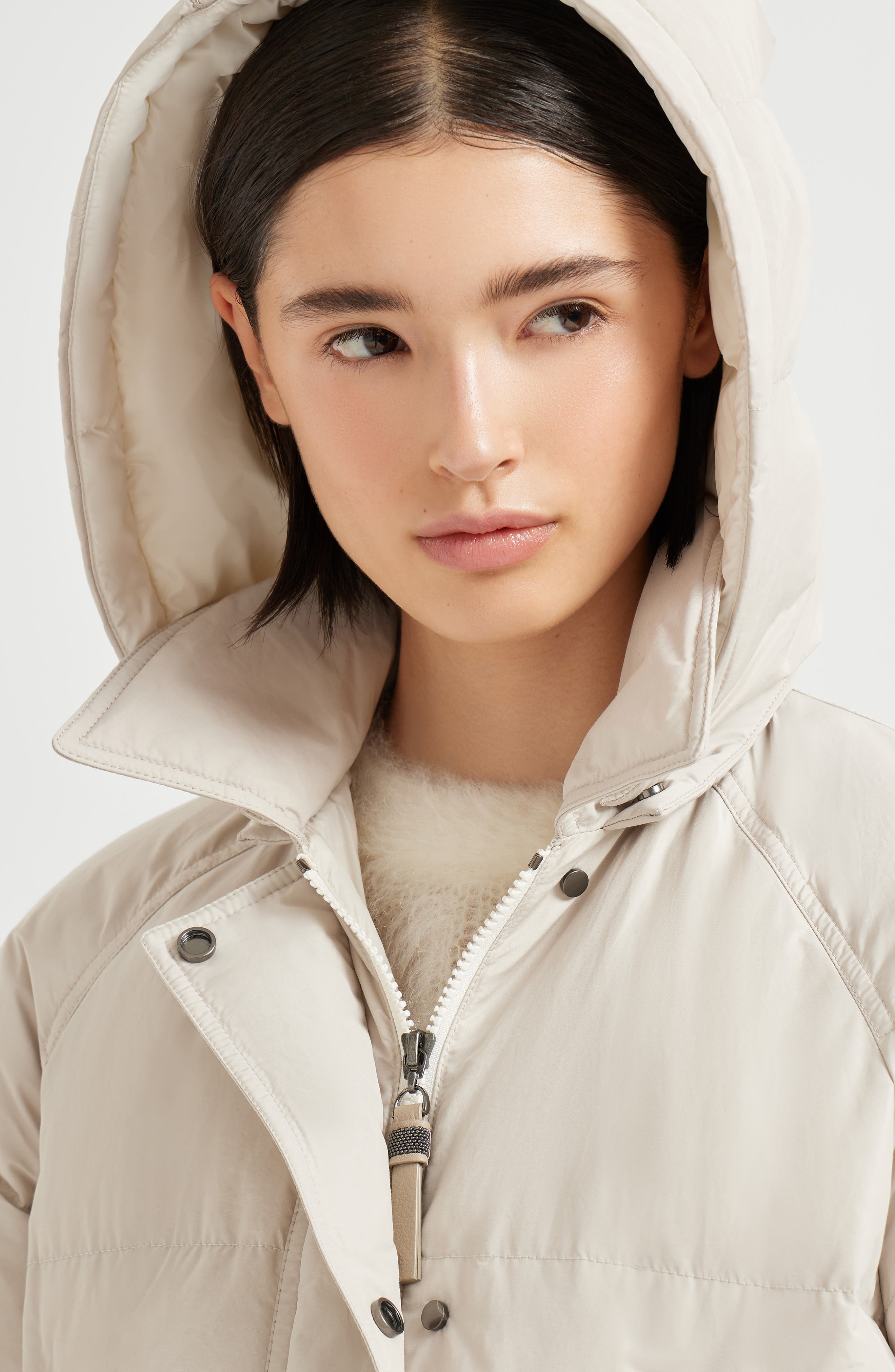 Brunello Cucinelli Water-resistant taffeta down jacket in Light Grey at Nordstrom - 4
