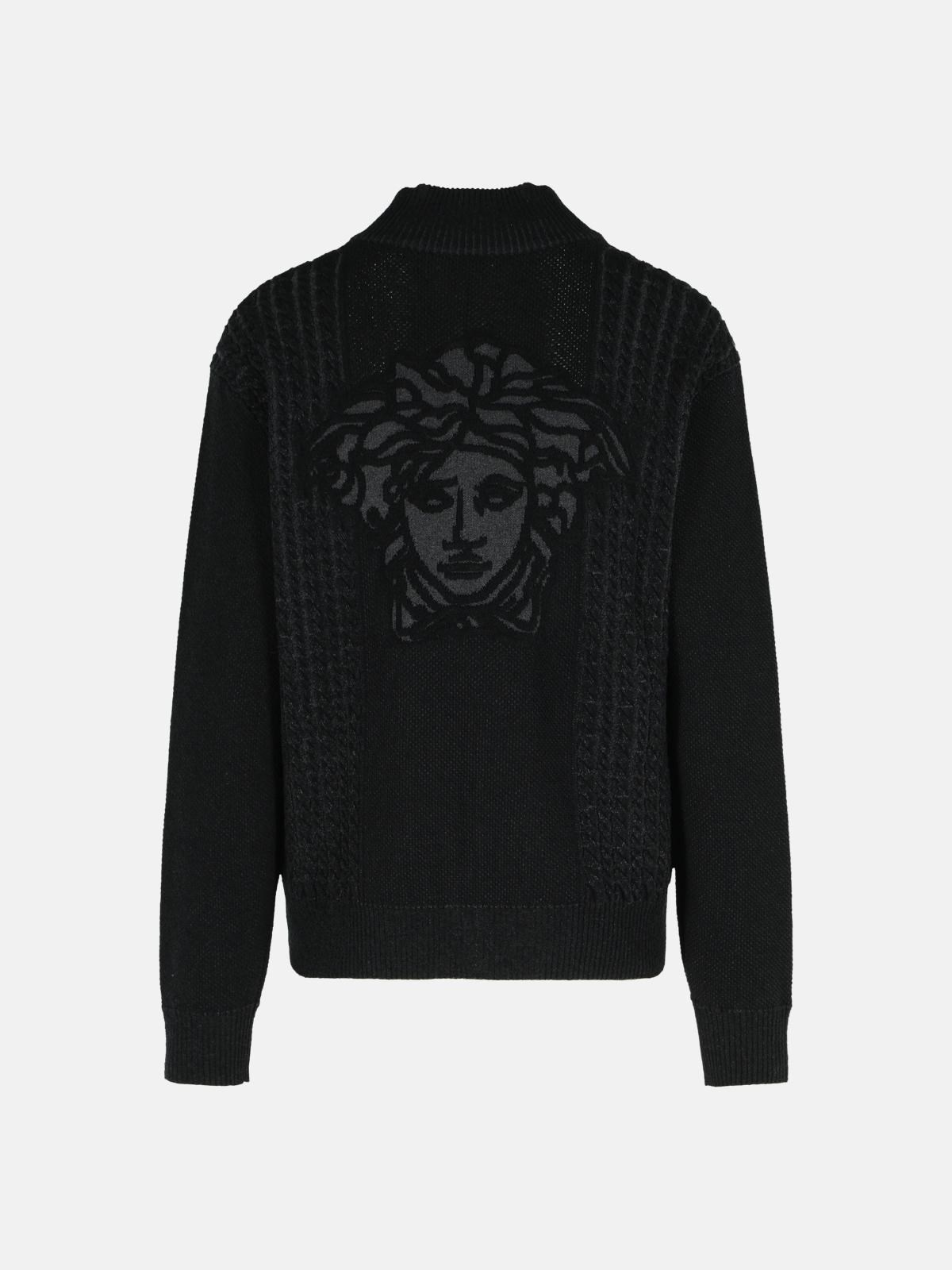 BLACK COTTON BLEND SWEATER - 3