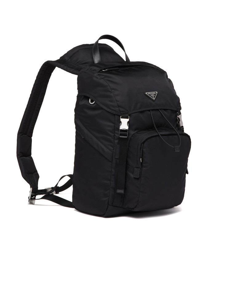 Re-Nylon and Saffiano leather backpack with hood 3