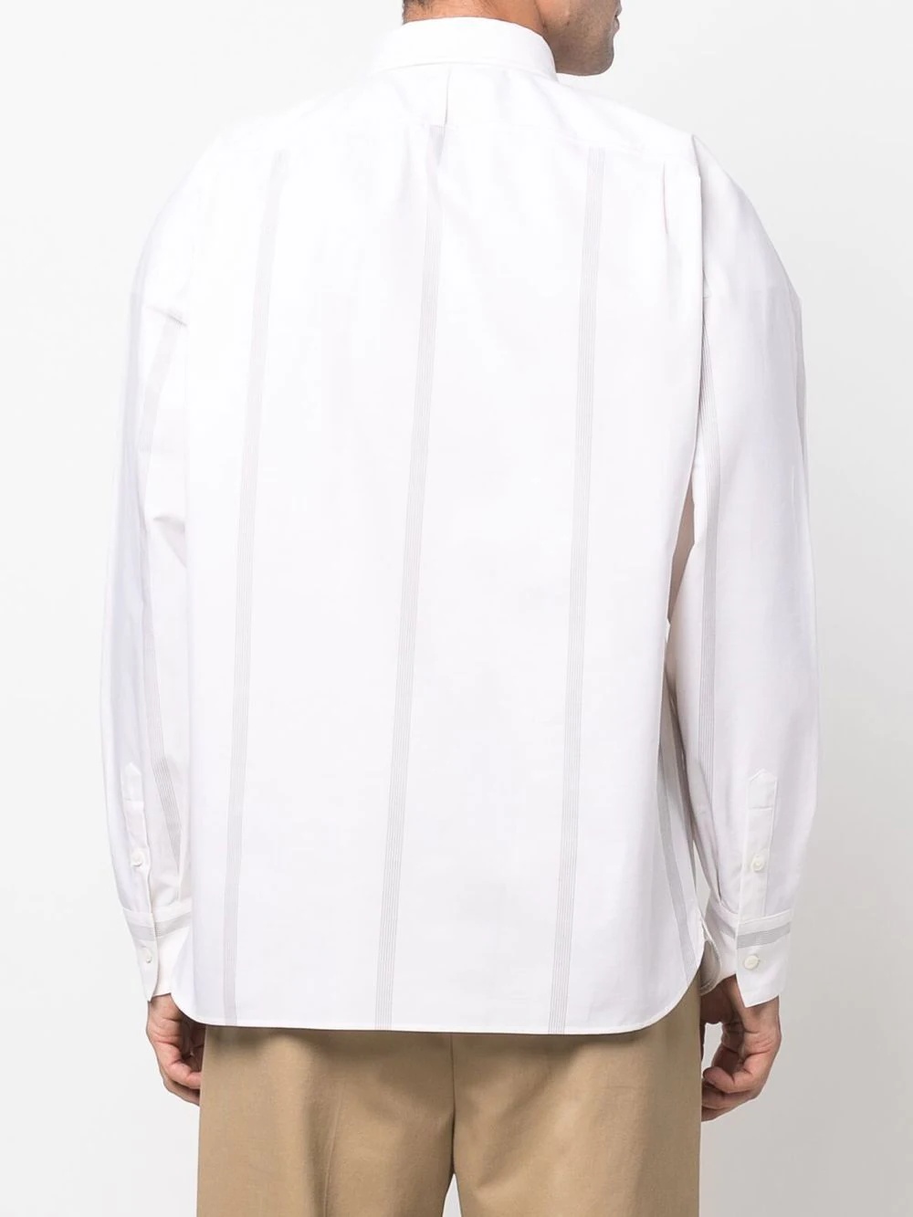 panelled long-sleeve cotton shirt - 4