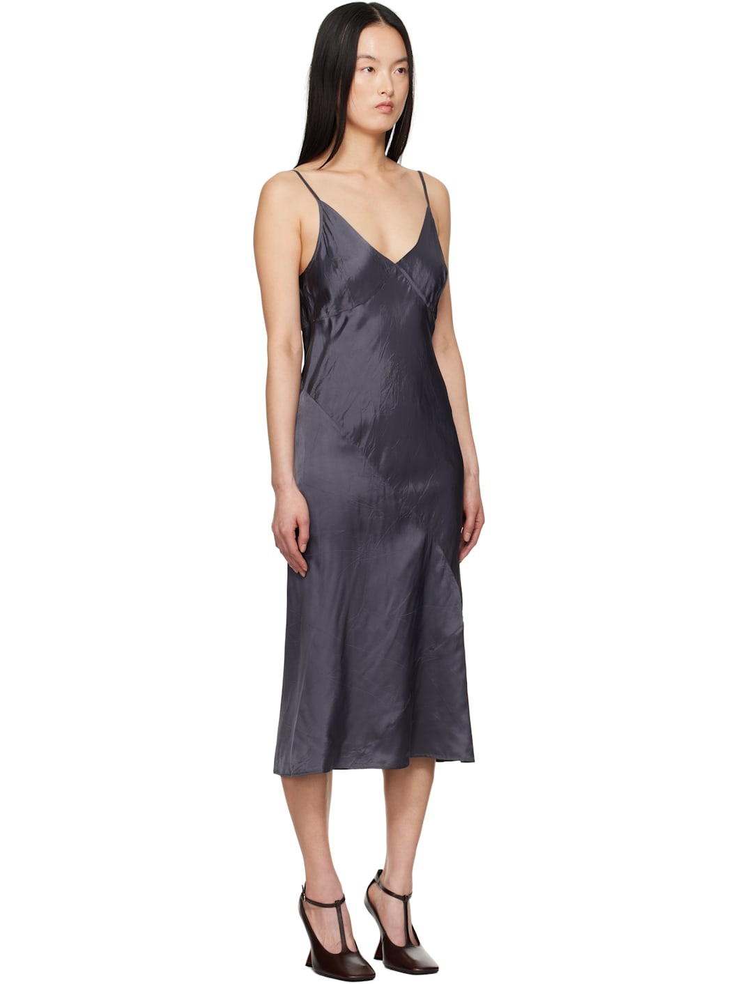 Purple Satin Midi Dress - 2