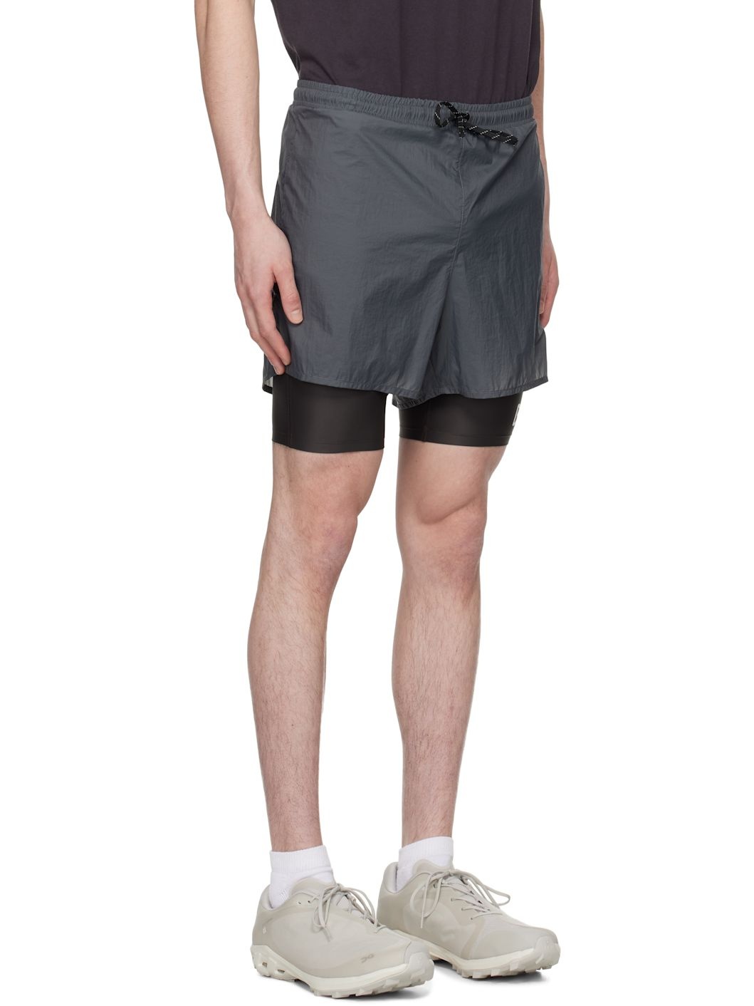 Gray Ripstop Layered Trail Shorts - 2