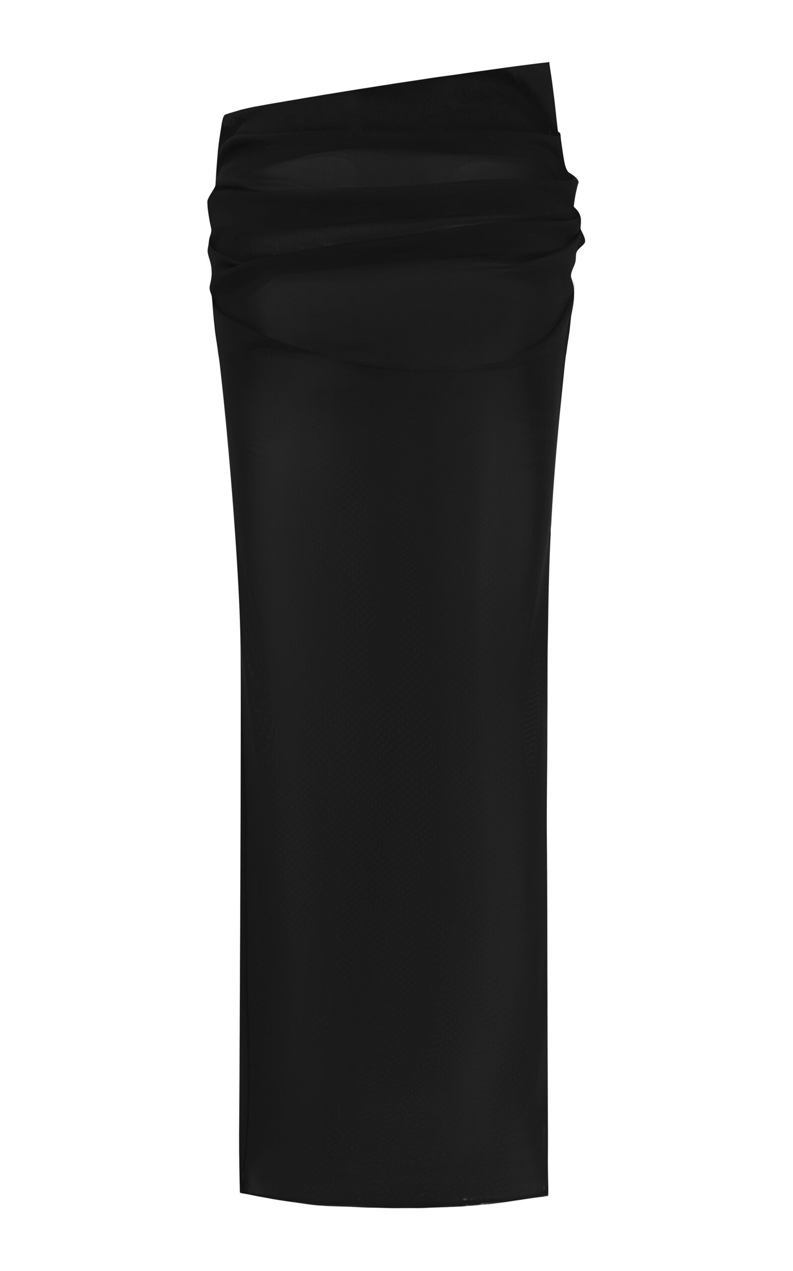 Draped Power Mesh Maxi Skirt black - 3