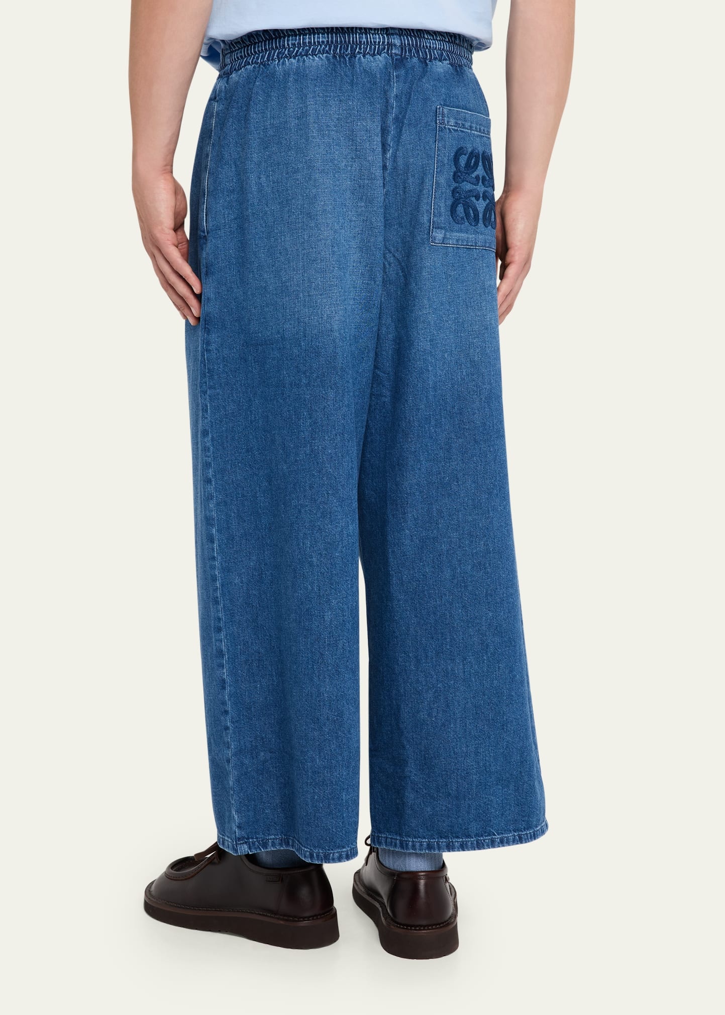 Men's Washed Denim Stretch-Waistband Pants - 3