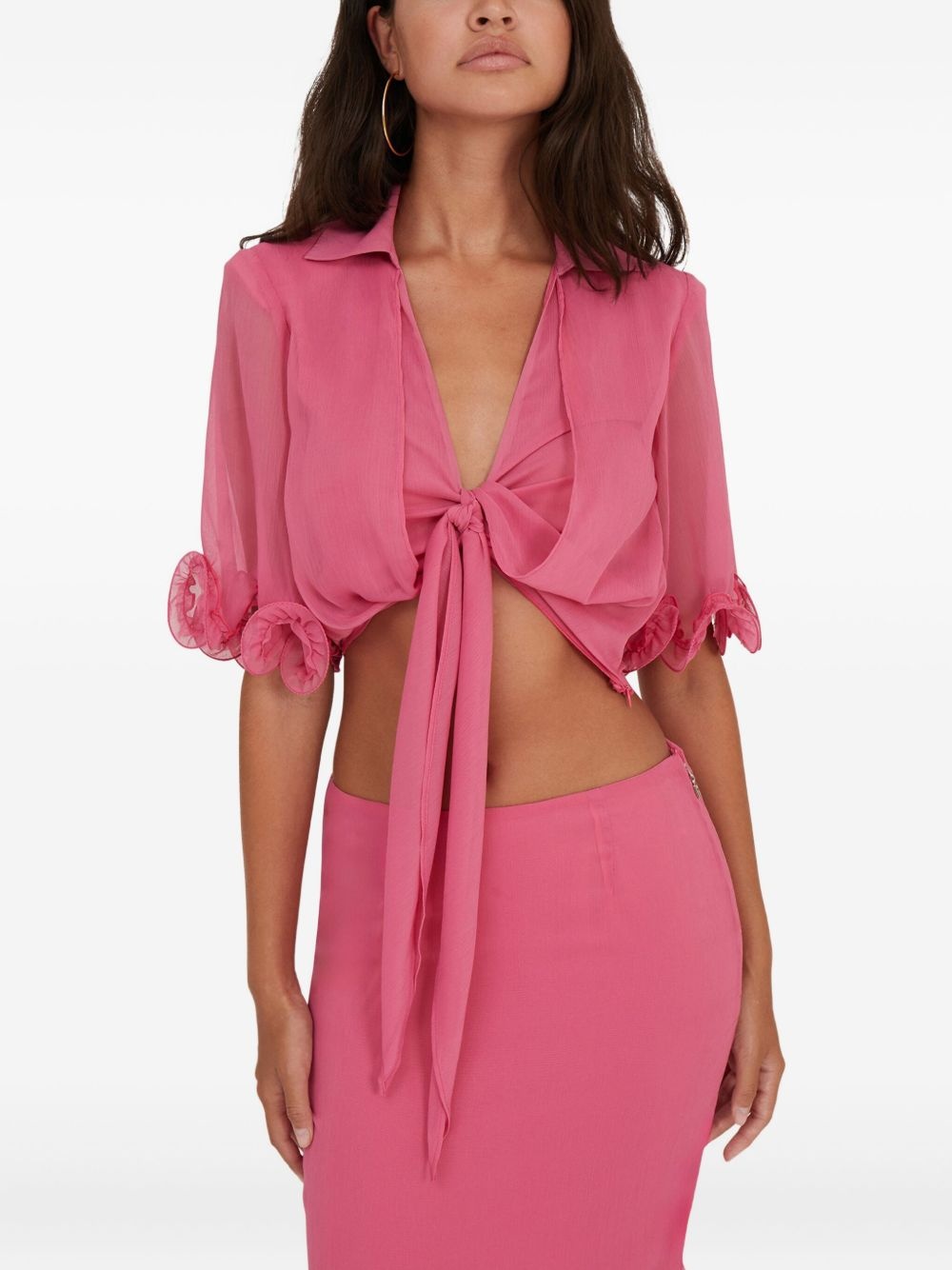 ruffled cropped blouse - 4