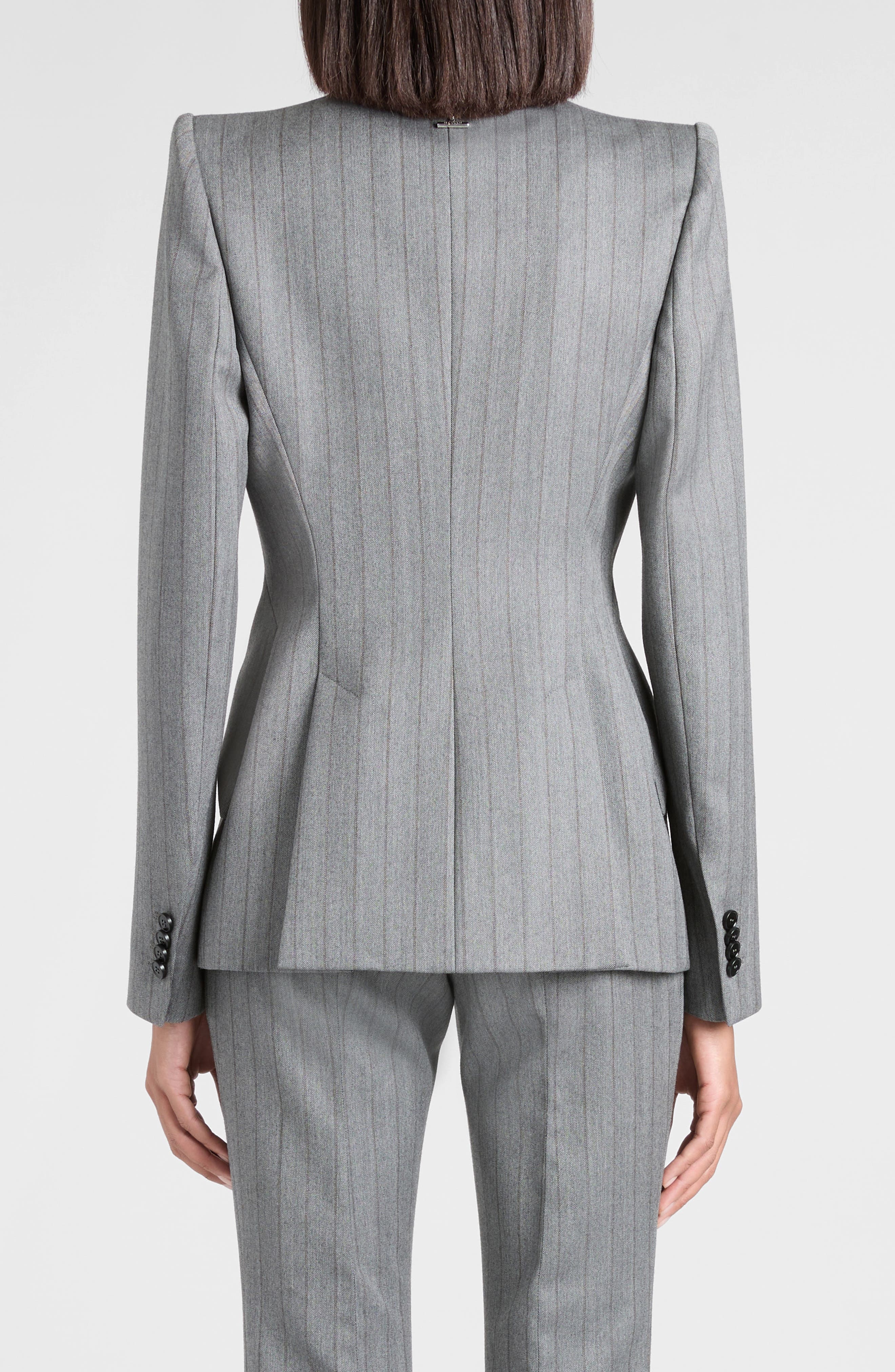 McQueen T-Bar Herringbone Wool Blazer in Grey at Nordstrom - 2