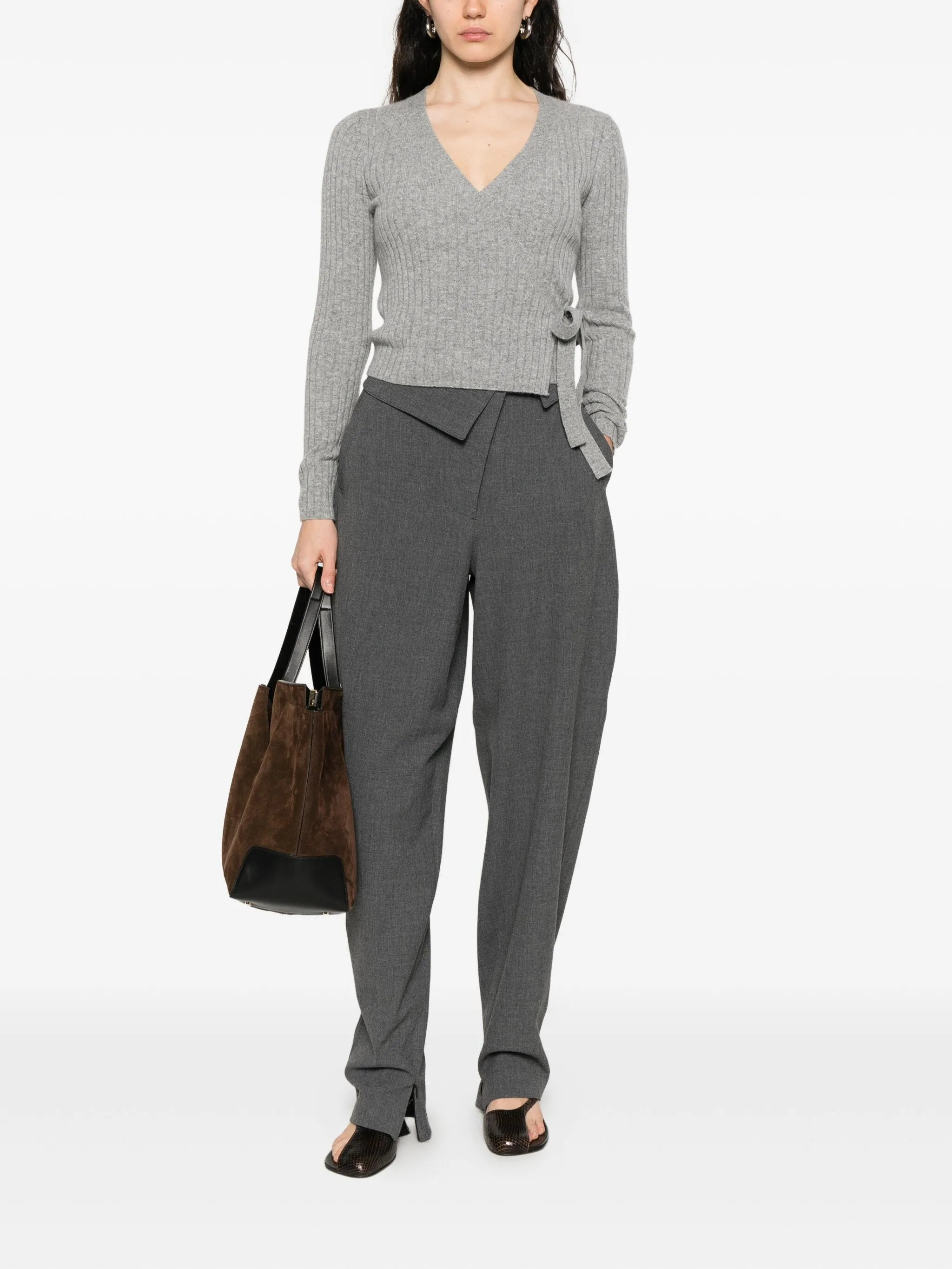 Allude Ribbed Self-tie Cardigan - 3
