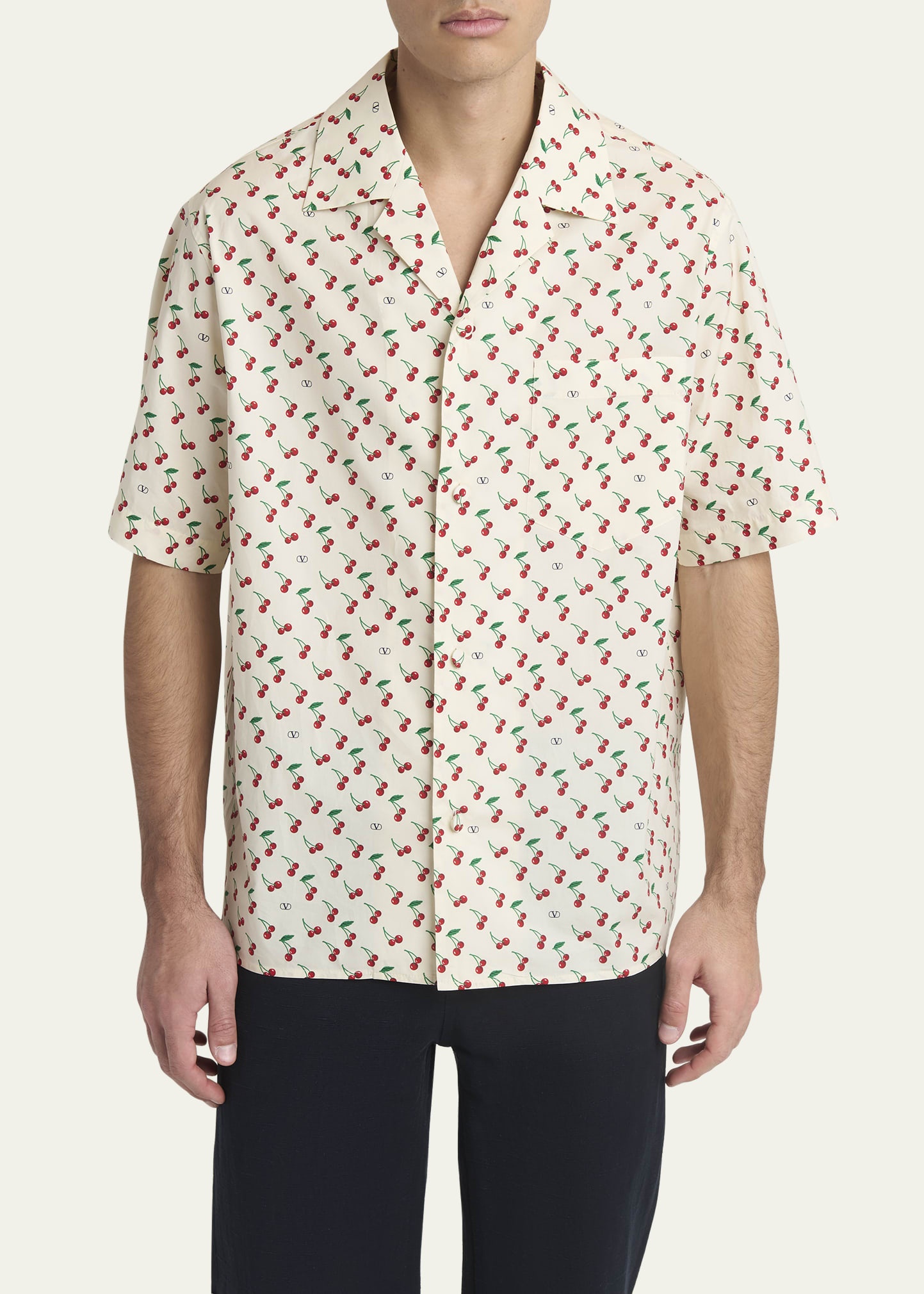 Men's Cotton Cherry VLogo Bowling Shirt - 4