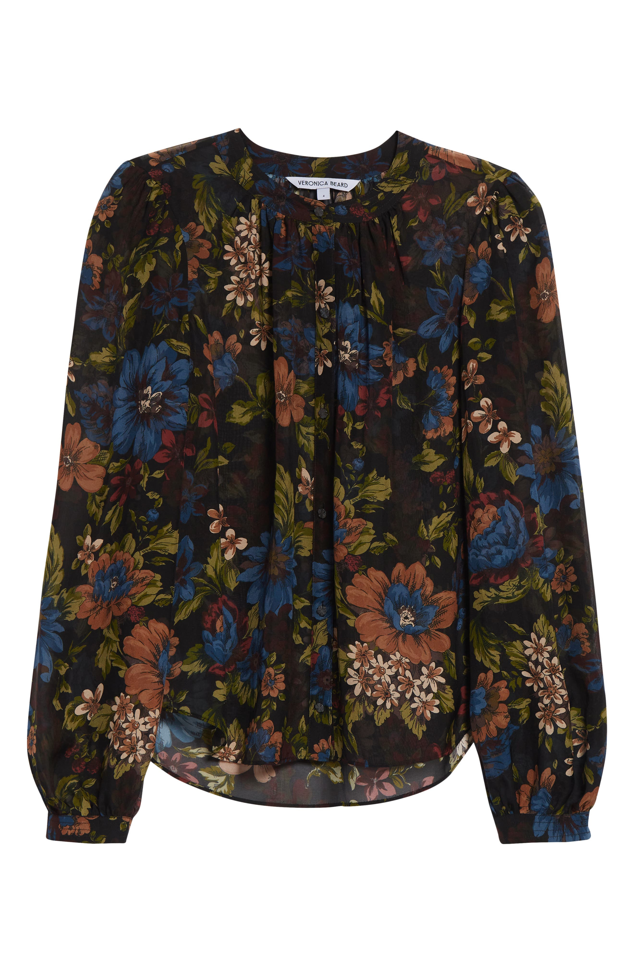 Veronica Beard Ashlynn Floral Pintuck Silk Top in Black Multi at Nordstrom - 6