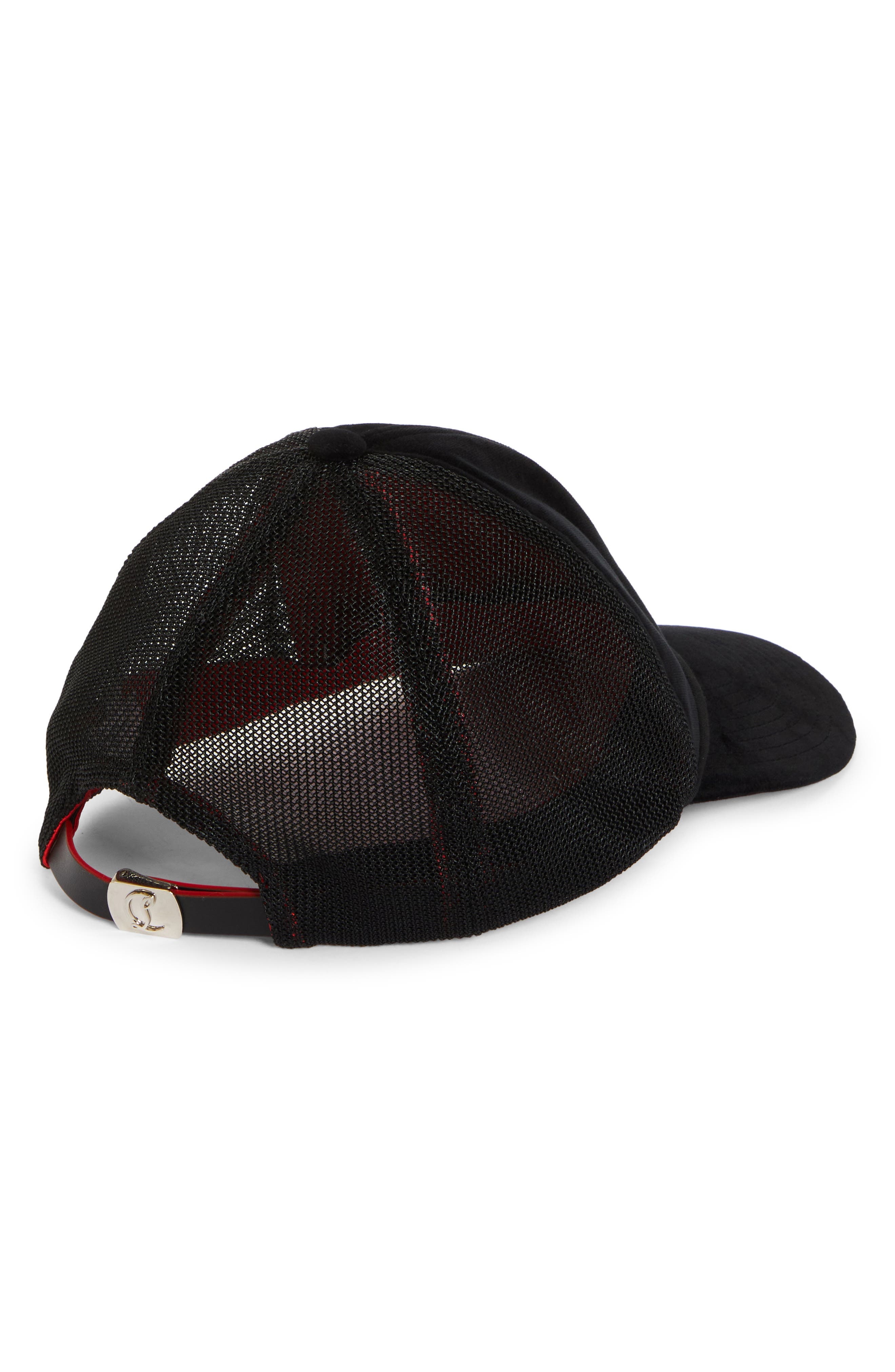 Christian Louboutin Aliochitto Monogram Logo Velvet Trucker Hat in Black at Nordstrom - 2
